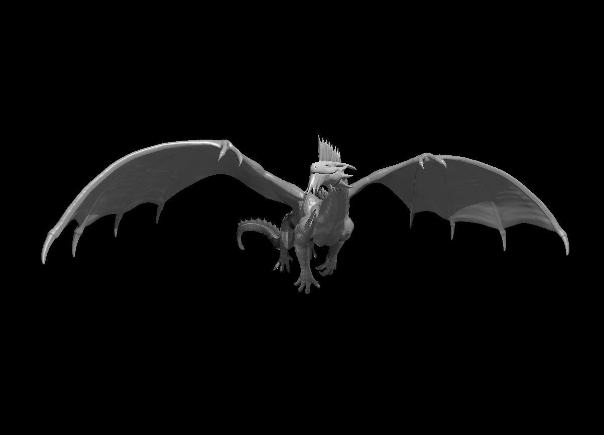 Ancient Flying Silver Dragon - Ancient Flying Silver Dragon - 3d model render - D&D - 3d model