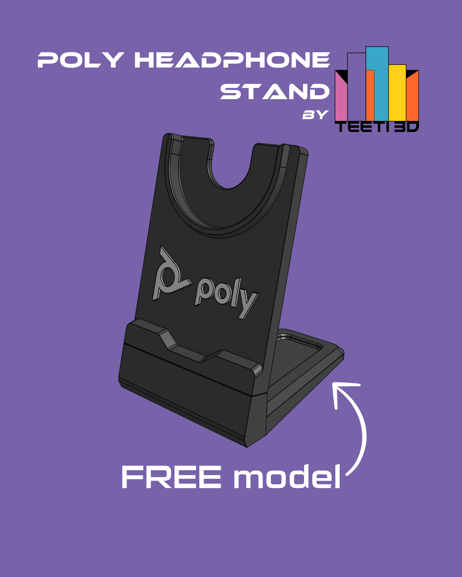 Poly Headphones stand 3d model