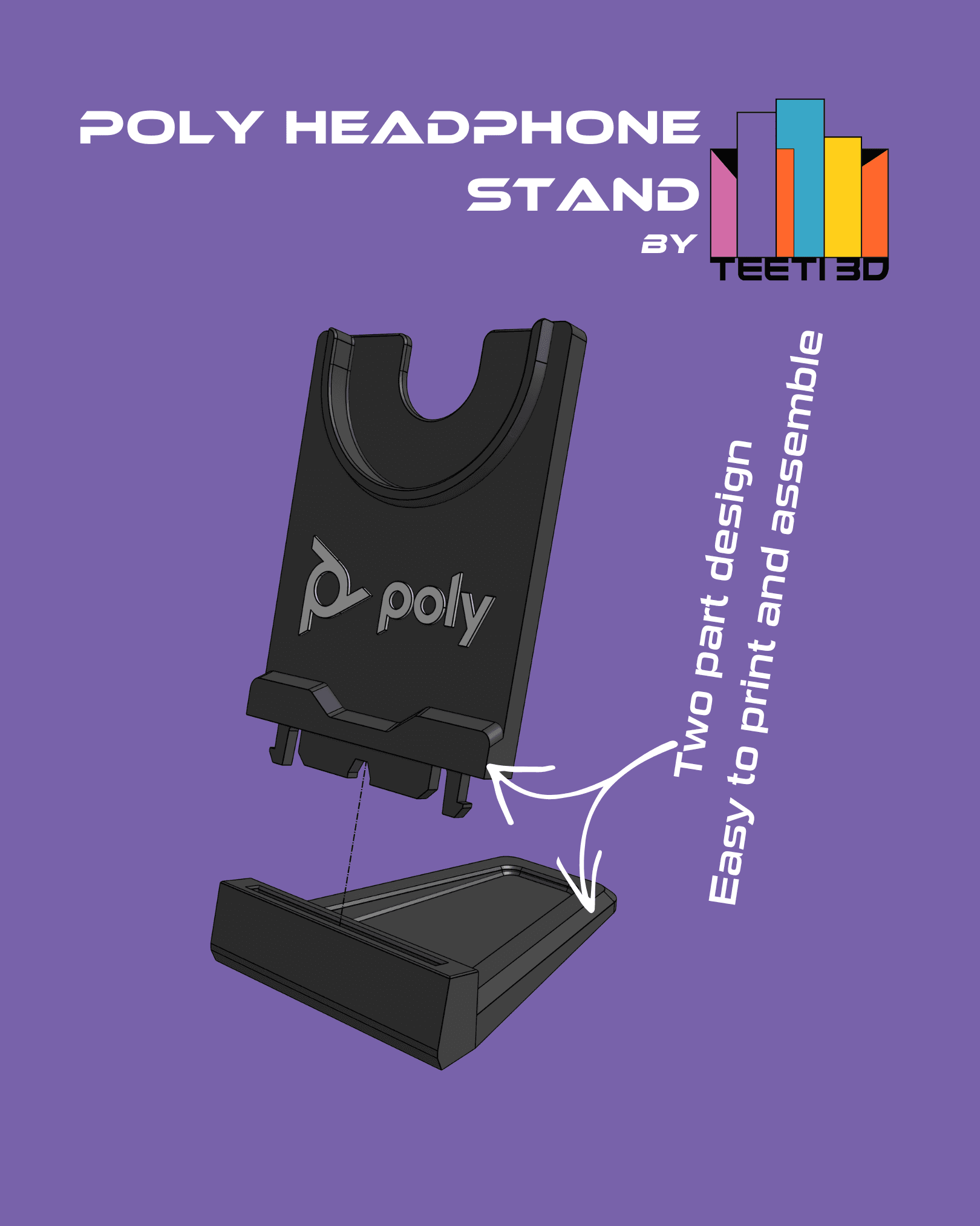 Poly Headphones stand 3d model