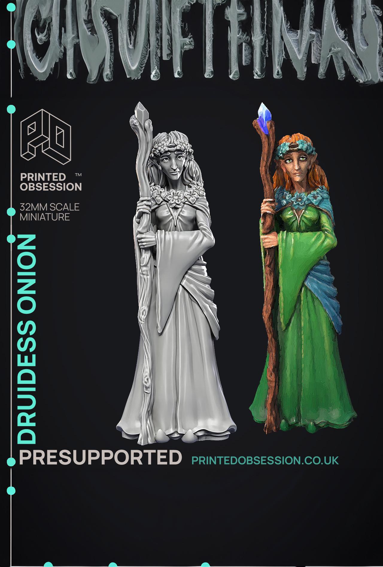 Druidess Onion - Fey Druid - PRESUPPORTED - Illustrated and Stats - 32mm scale  3d model