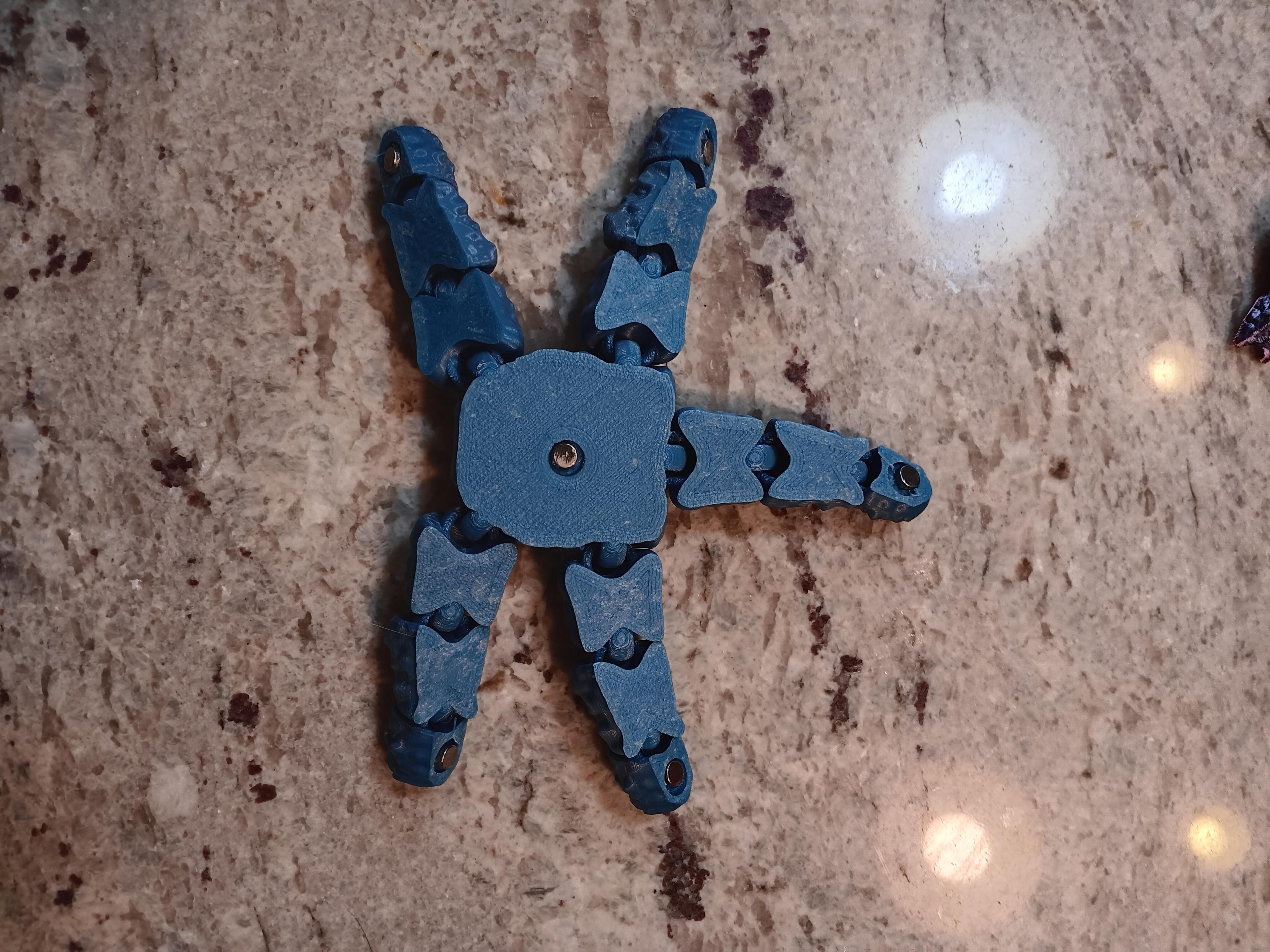 flexi Starfish kitchen magnet - print in place - flexi fidget toy - articulated 3d model