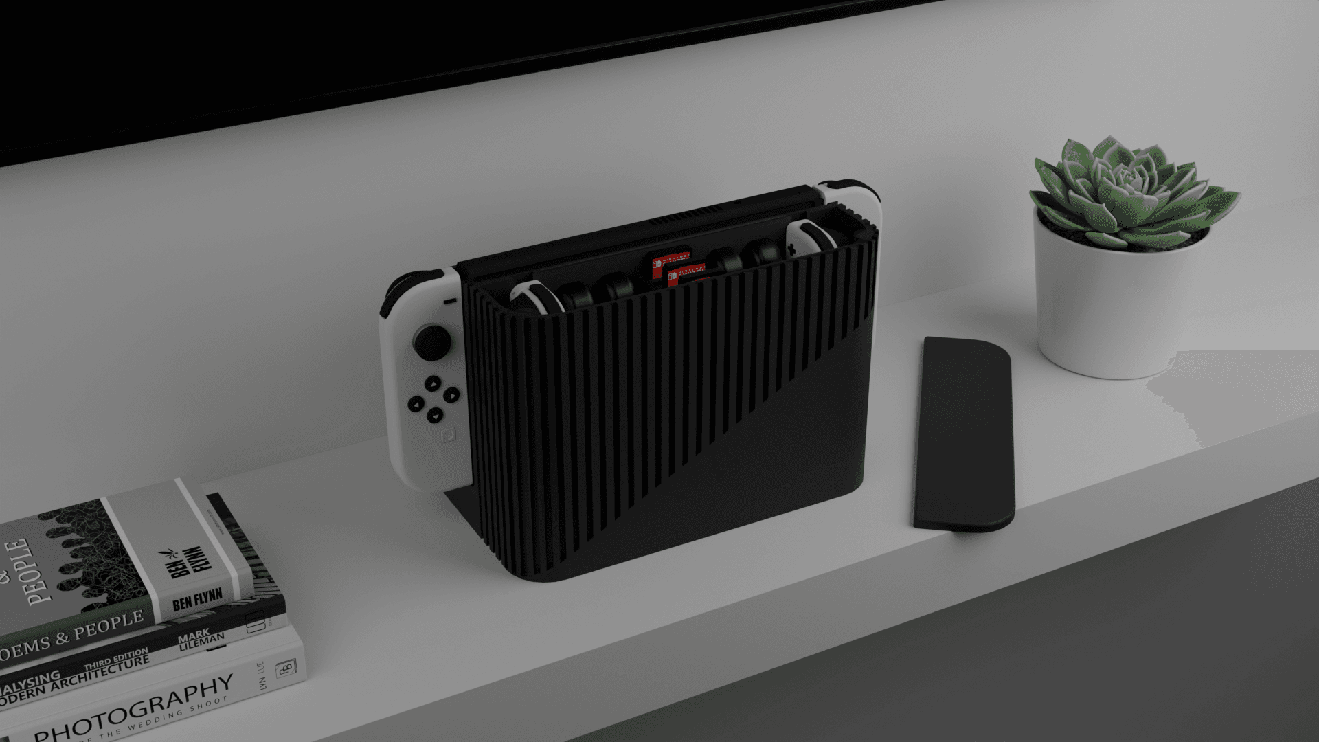Modern OLED Nintendo Switch Dock (Organizer) - Cut Panels 3d model