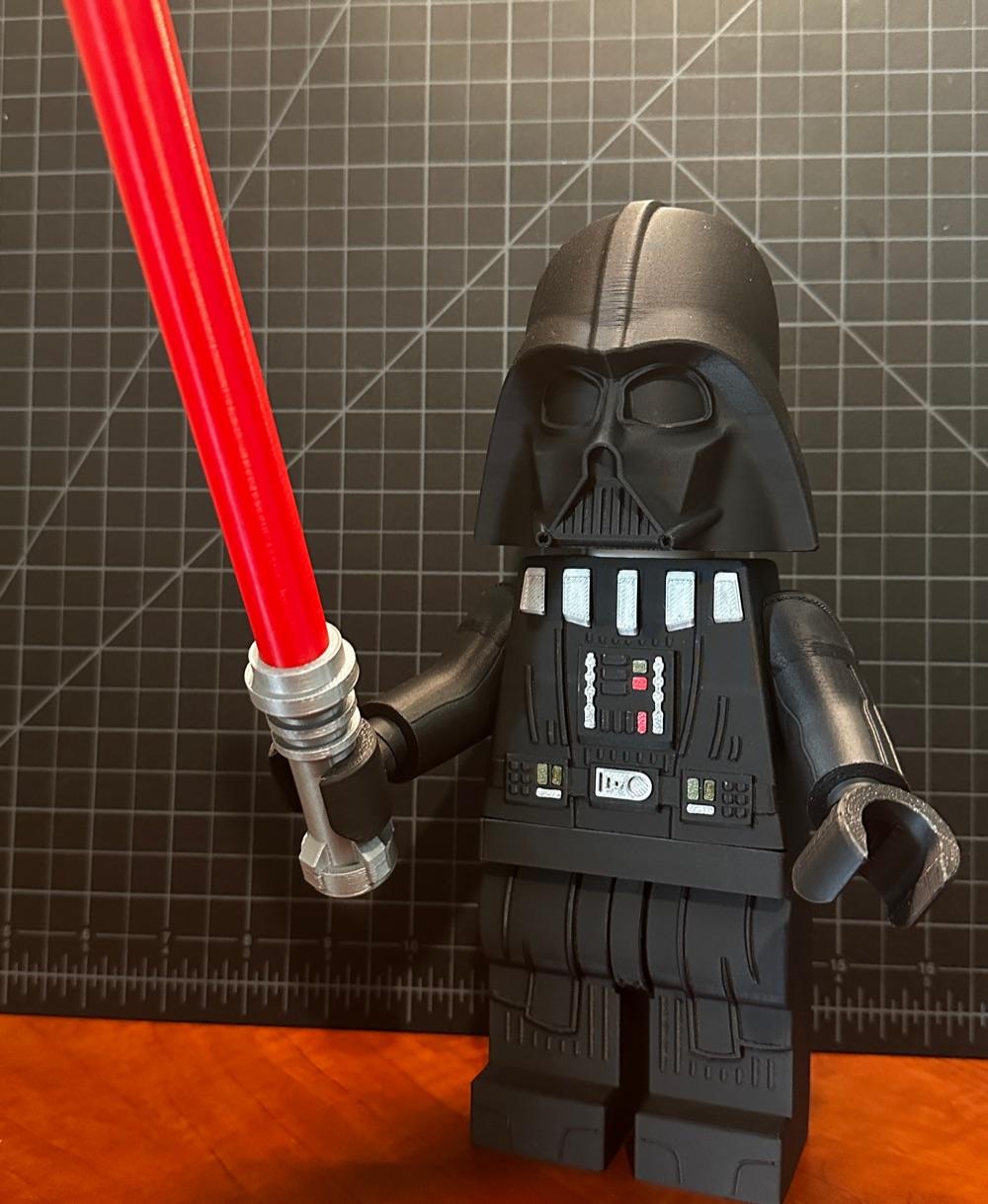 Darth Vader (6:1 LEGO-inspired brick figure, NO MMU/AMS, NO supports, NO glue) - Black: BBL PLA MATTE
Silver: BBL PLA BASIC
Chest Inserts: BBL PLA MATTE (Red & Army Green)
Saber: BBL PLA BASIC (Silver) & BBL PETG BASIC (Red) - 3d model