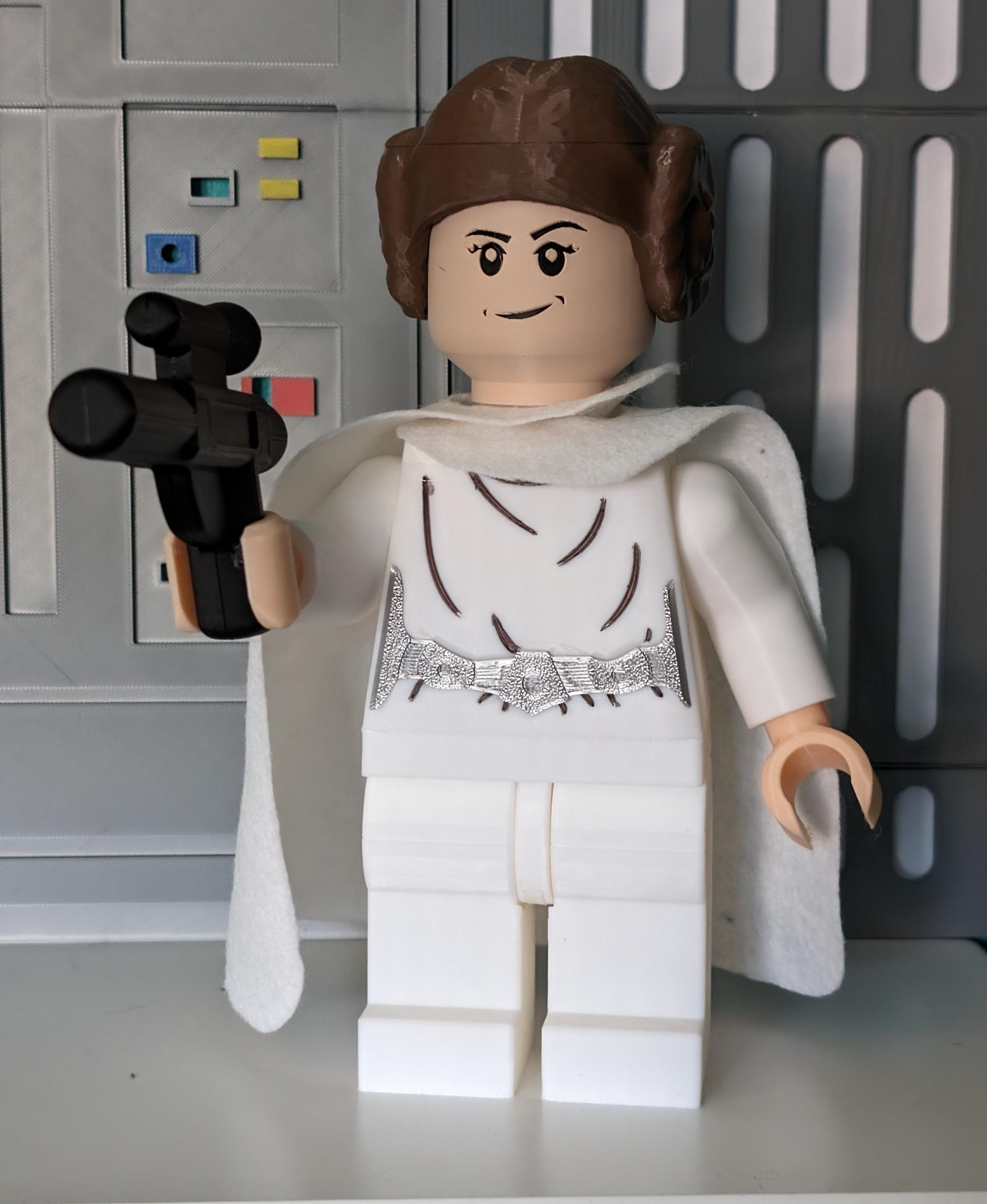 Princess Leia (9 inch brick figure, NO MMU/AMS, NO supports, NO glue) - Help me Obi-Wan you're my only hope! - 3d model