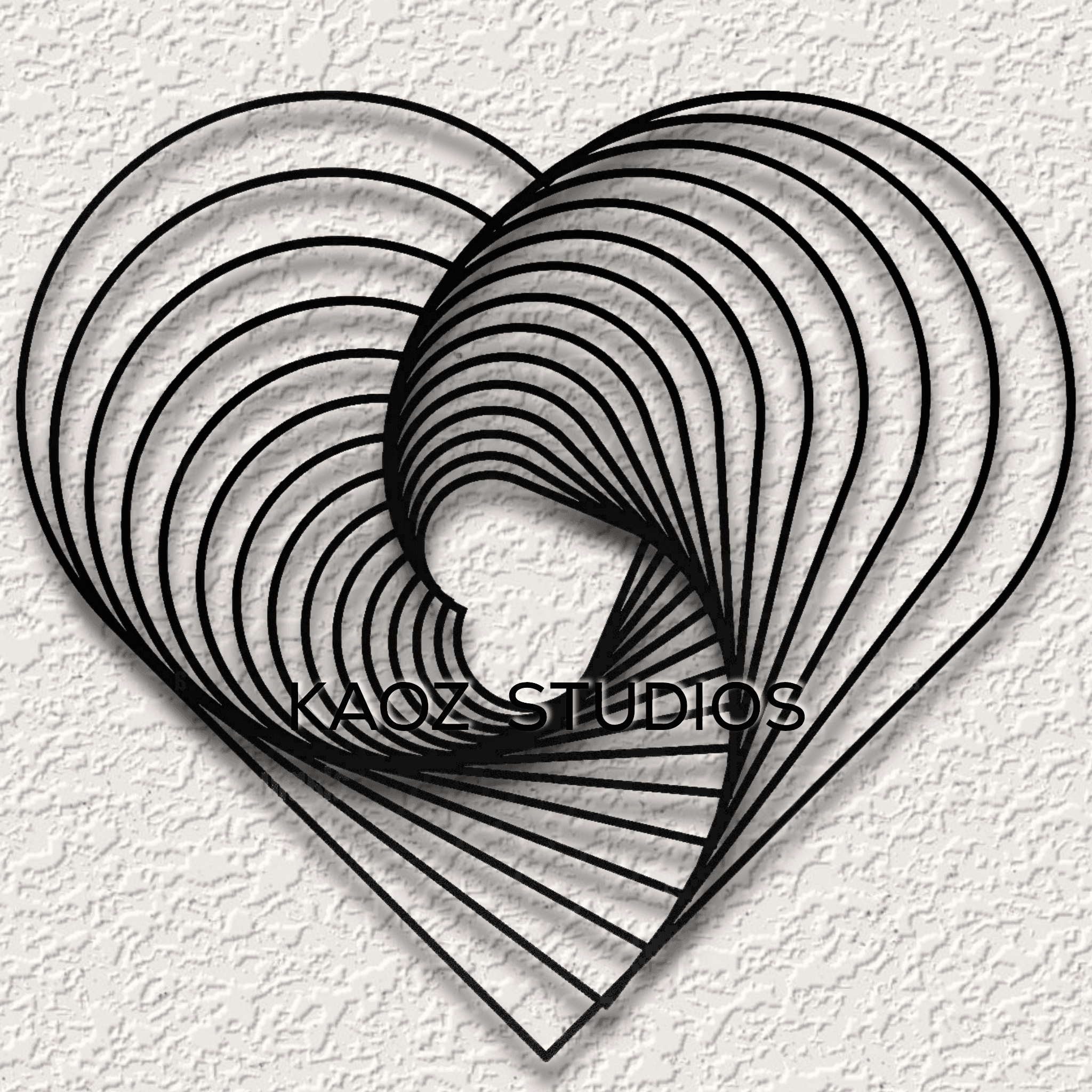 Set of 4 Optical illusion Heart wall art Hearts wall decor Valentines Day Decorations 3d model