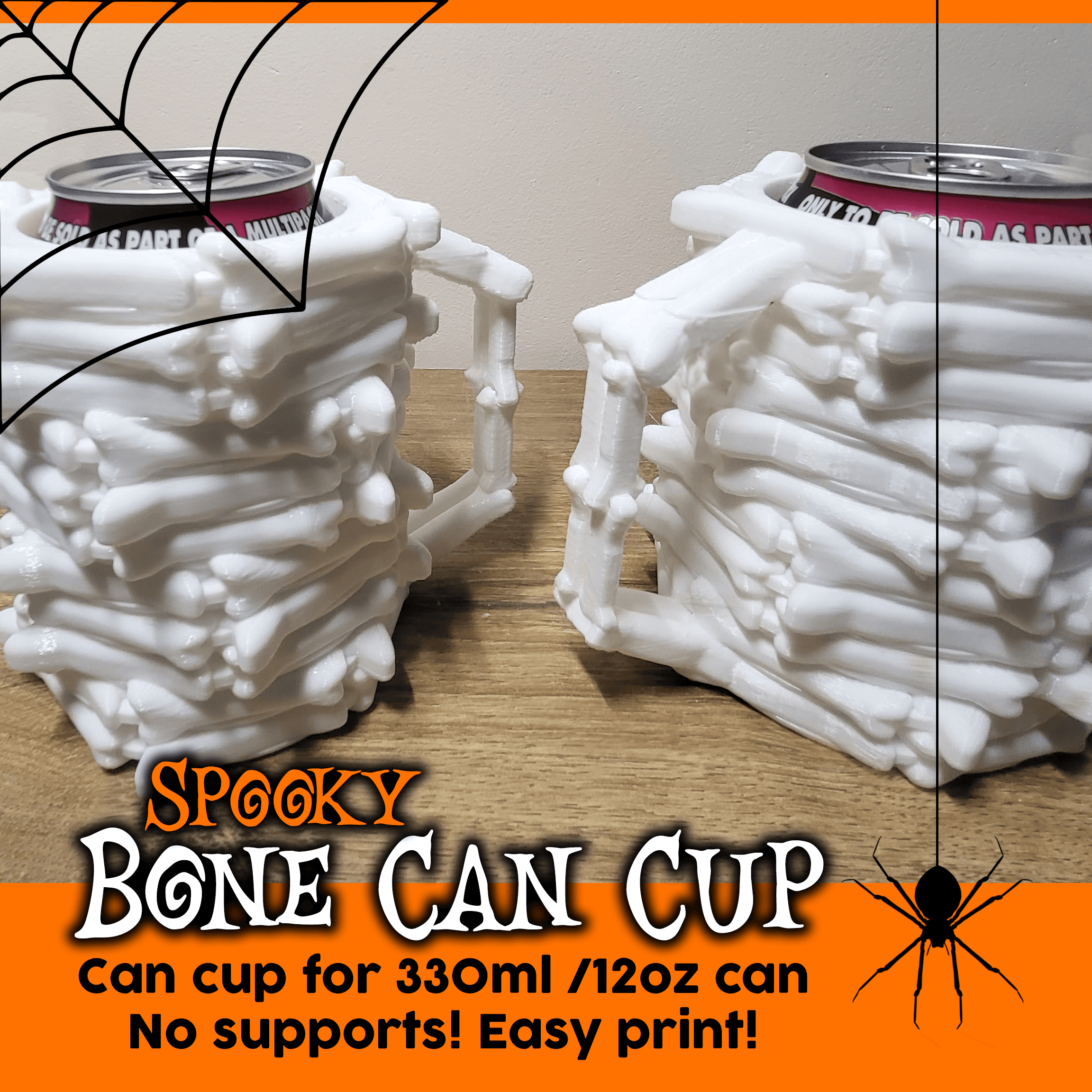 Spooky Bone Mug - Can Cup for 12oz 330ml cans (no supports!) 3d model