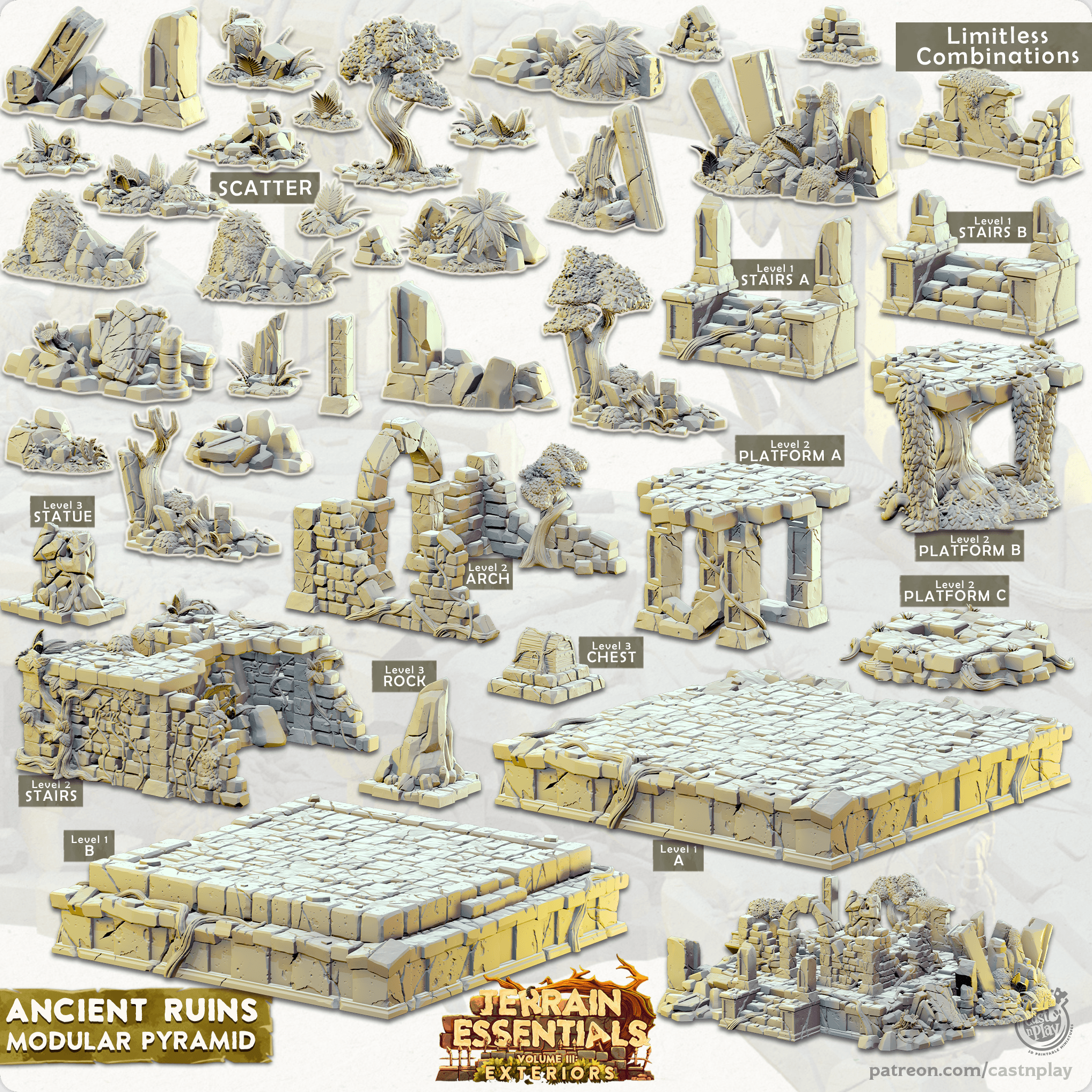 Ancient Ruins Set (Pre-Supported) 3d model