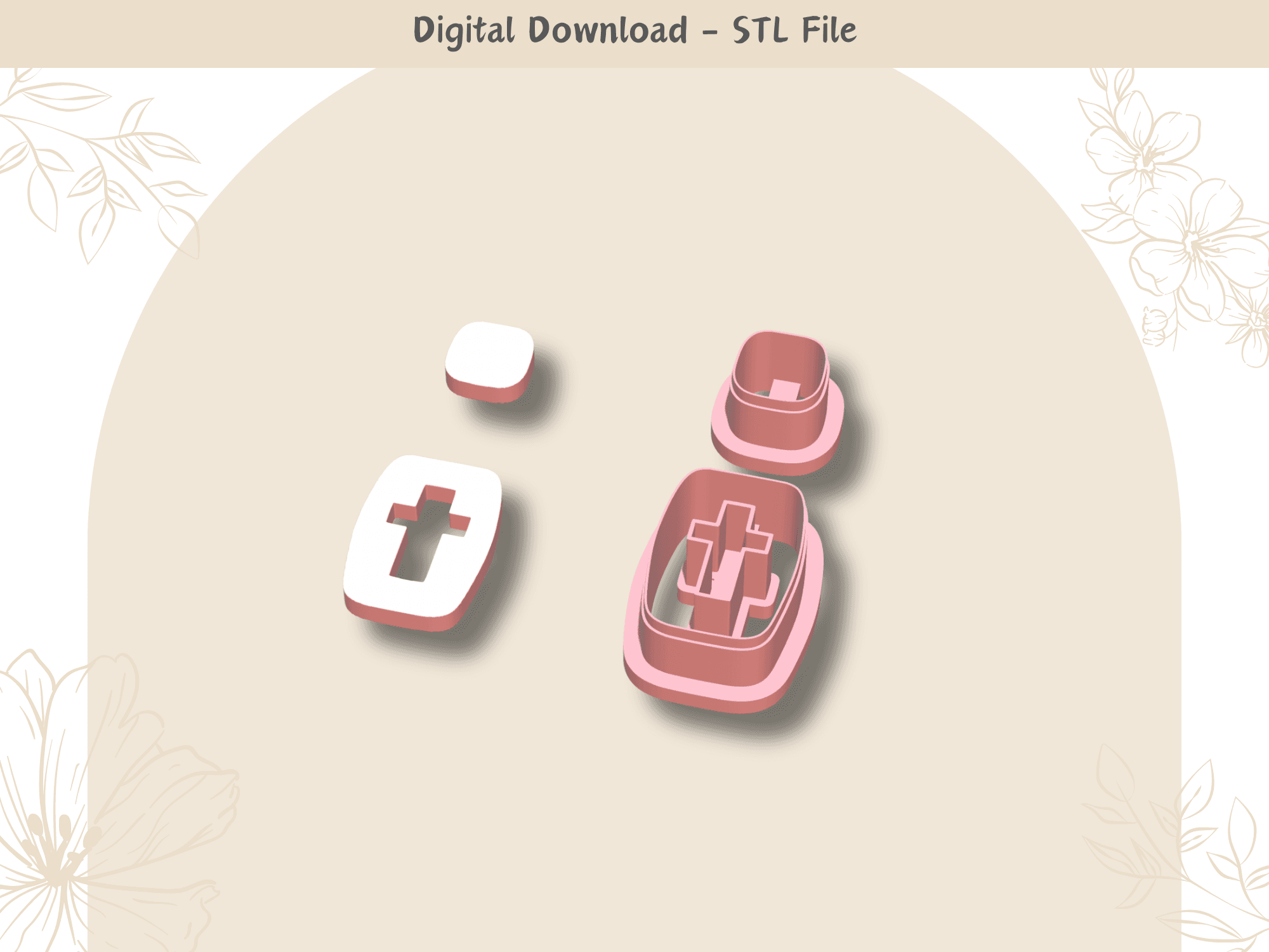 Cross Earrings Clay Cutter for Polymer Clay | Digital STL File | Clay Tools | 4 Sizes Summer Clay Cu 3d model