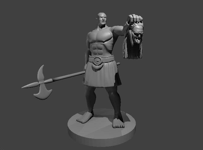 Goliath Barbarian with Hag Head - Goliath Barbarian with Hag Head - 3d model render - D&D - 3d model