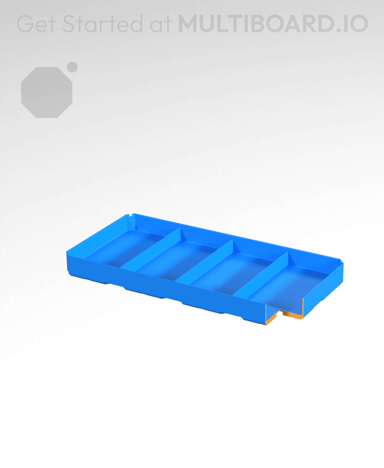 4x2x0.5 - Divided Bin - Multibin Insert 3d model