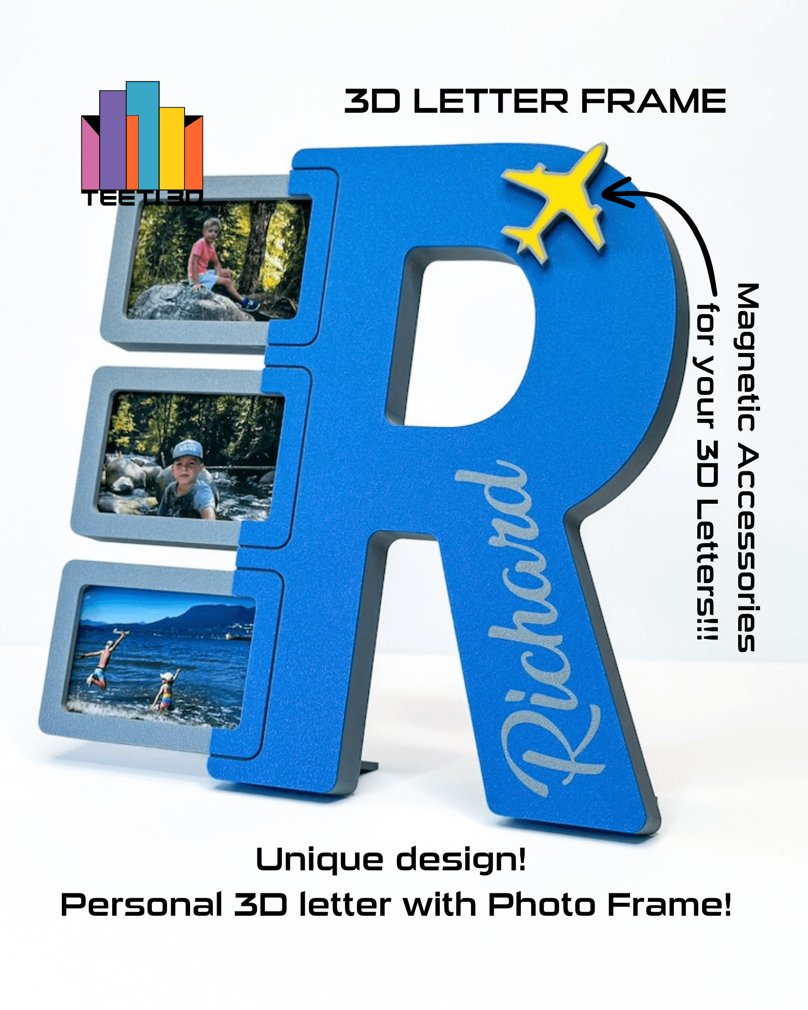 3D Letter "R" with Photo Frame 3d model