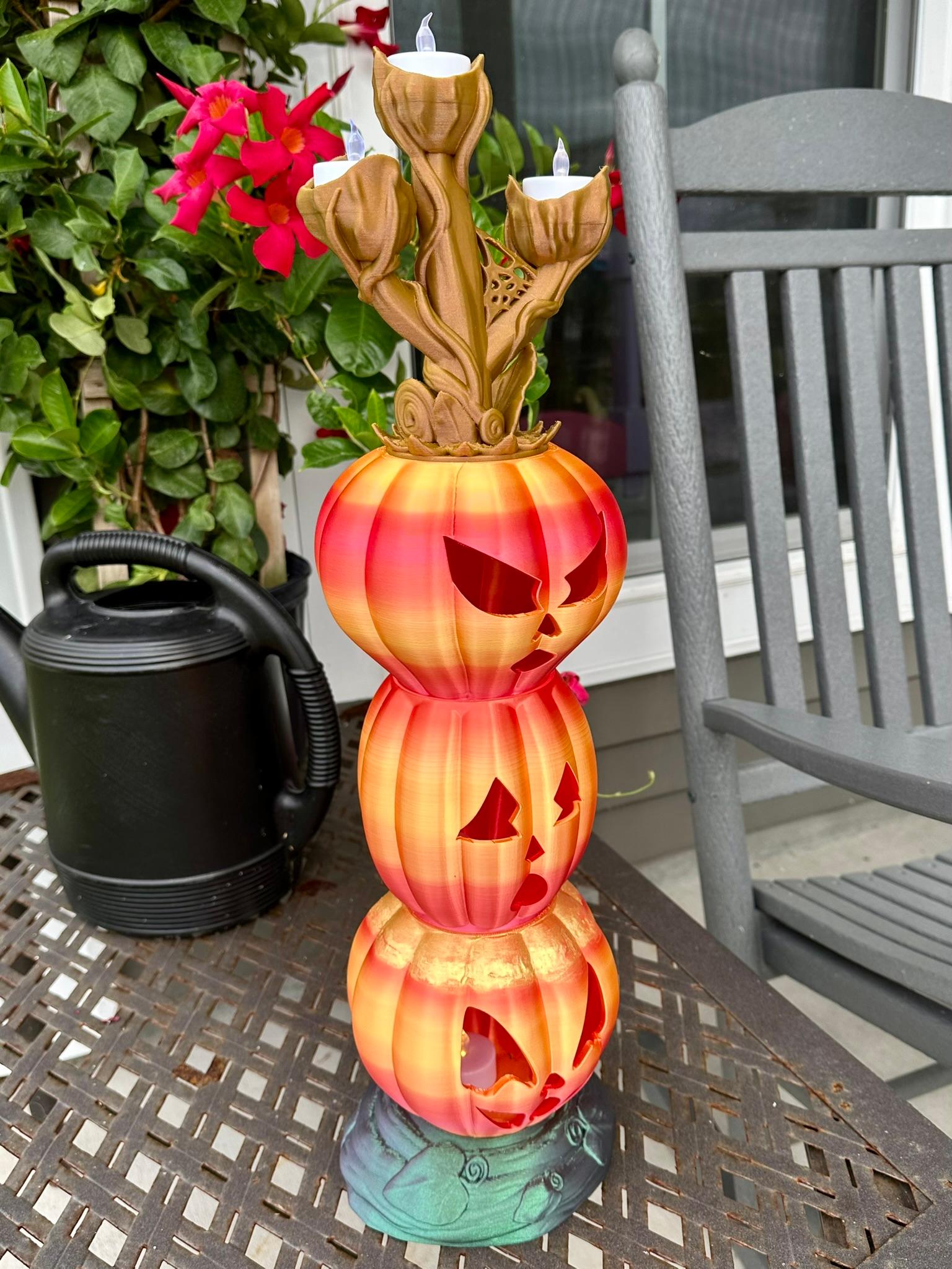 Stackable Jack-O-Lantern Tea Light Display 3d model