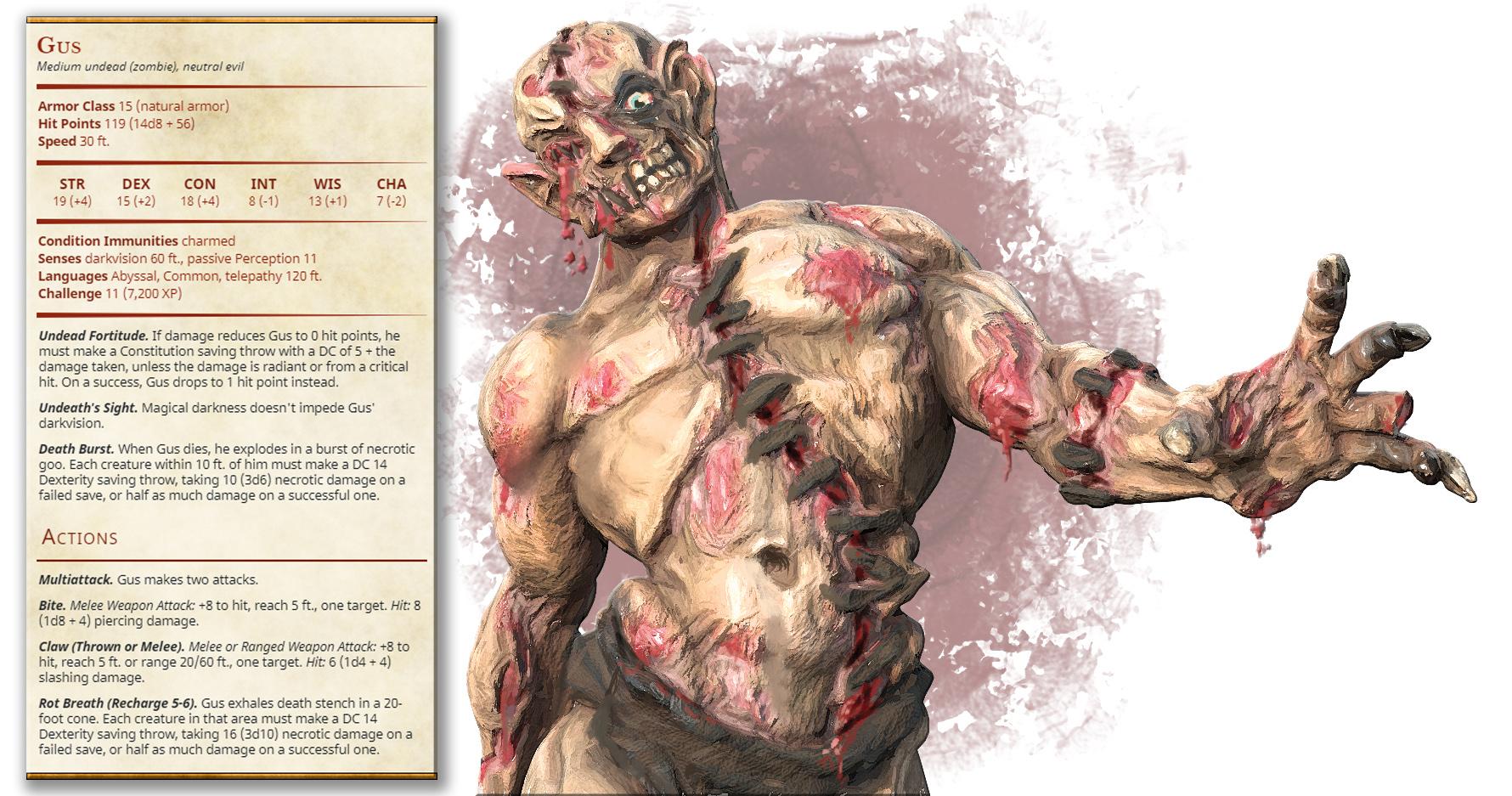 Flesh Golem - Constructs - PRESUPPORTED - Illustrated and Stats - 32mm scale			 3d model