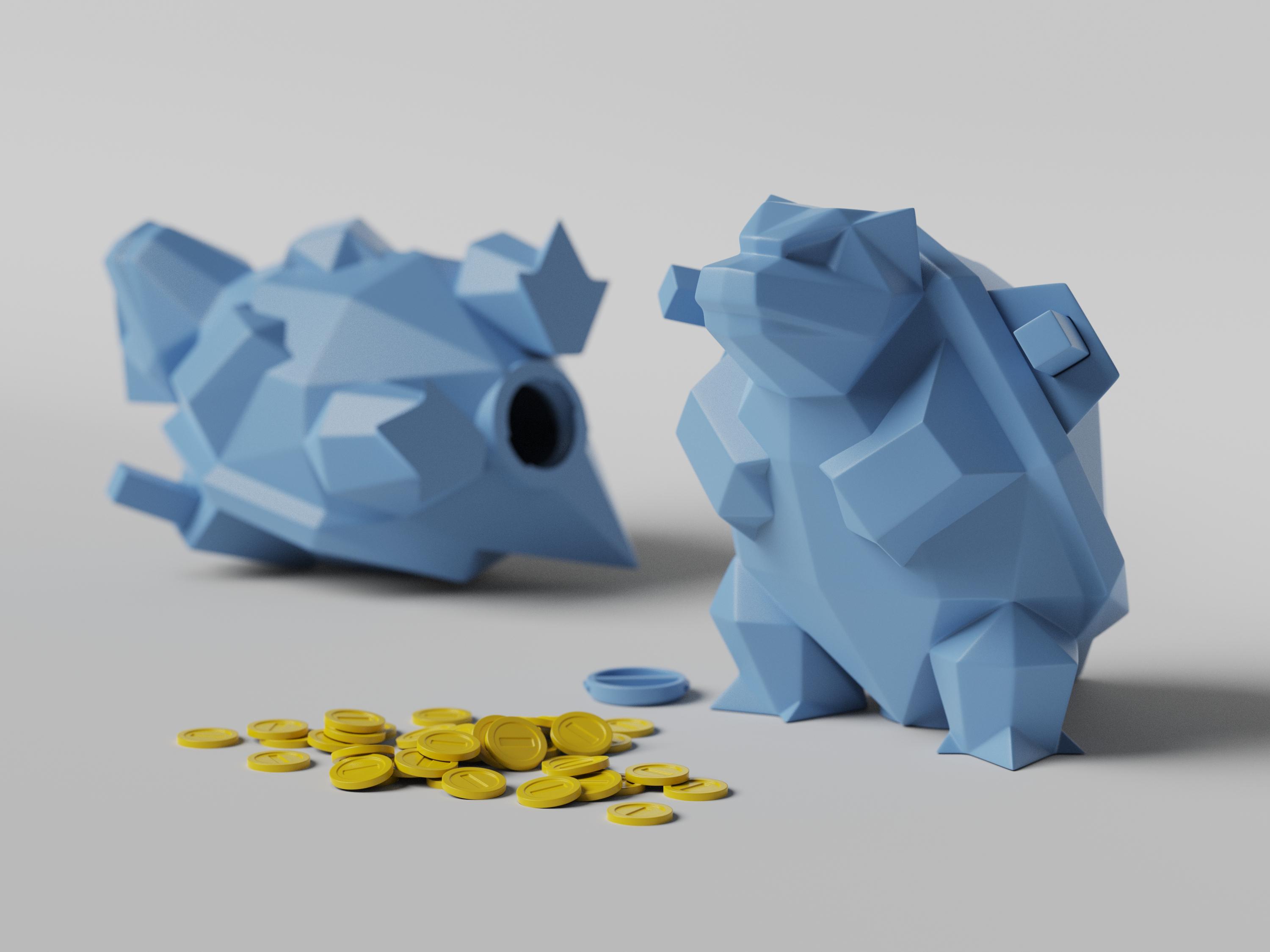 Low-poly Blastoise - Piggy Bank 3d model