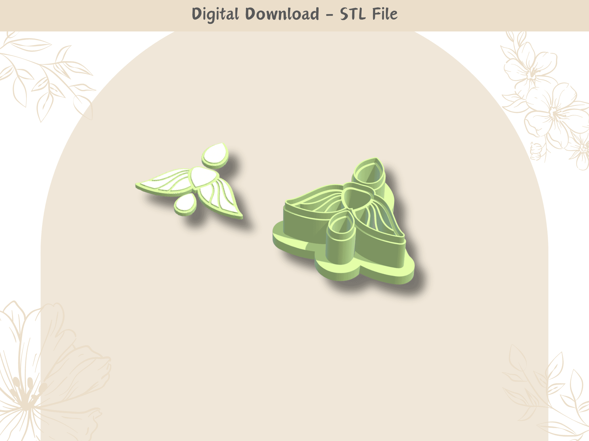 Wings Earrings 3 parts Clay Cutter for Polymer Clay | Digital STL File | Clay Tools | 4 Sizes Summer 3d model