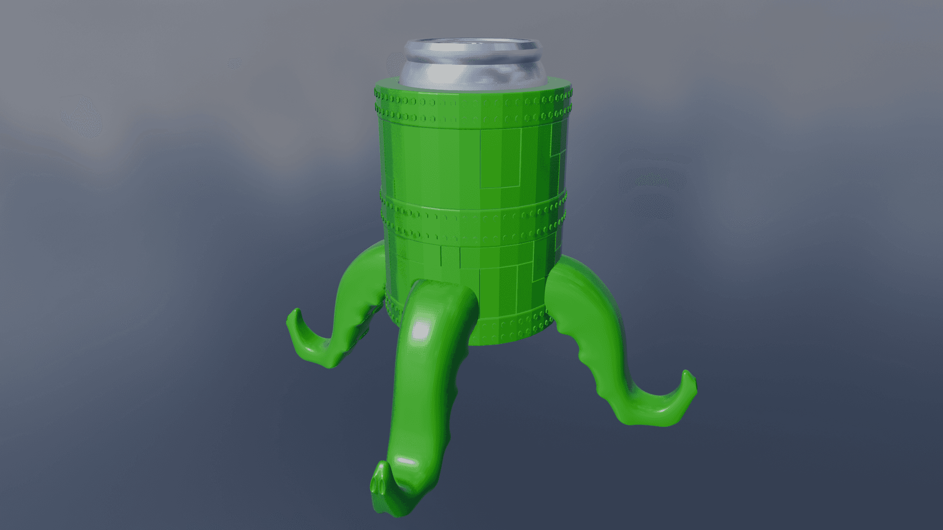 Naval Drum with Tentacle Beer Can Holder 3d model
