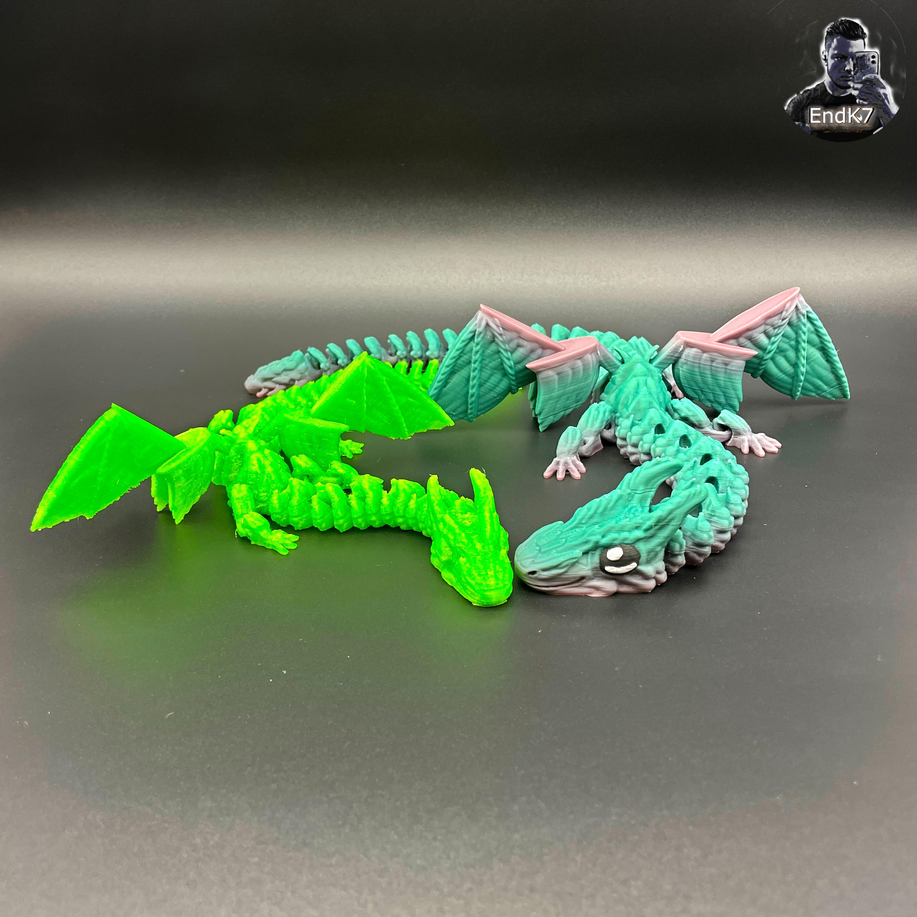 Big Grass Dragon - Winged  - Articulated - Flexi - Print in Place - No Supports - Fantasy 3d model