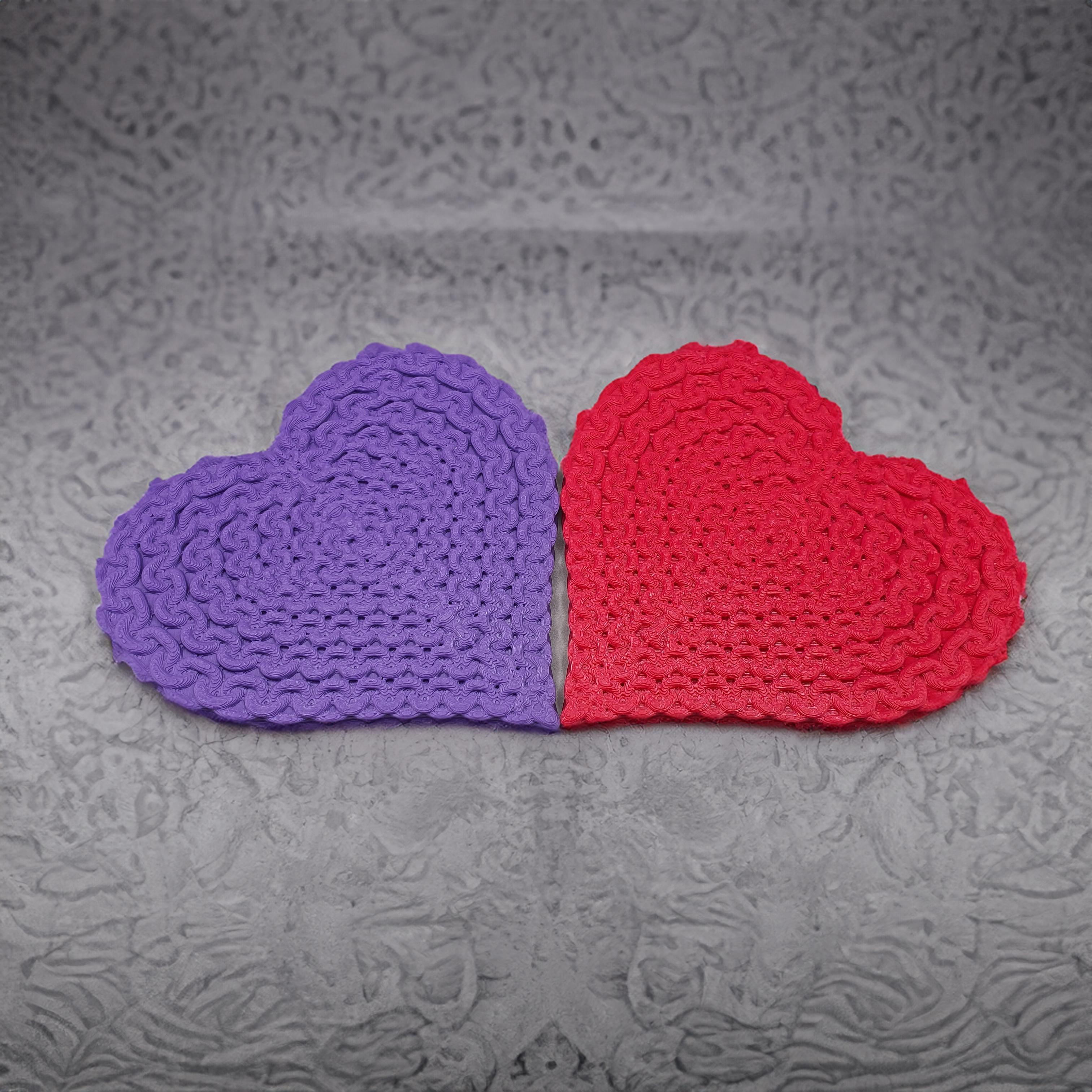 HEART KNITTED COASTER 2 STYLES CROCHET VALENTINE 3d model