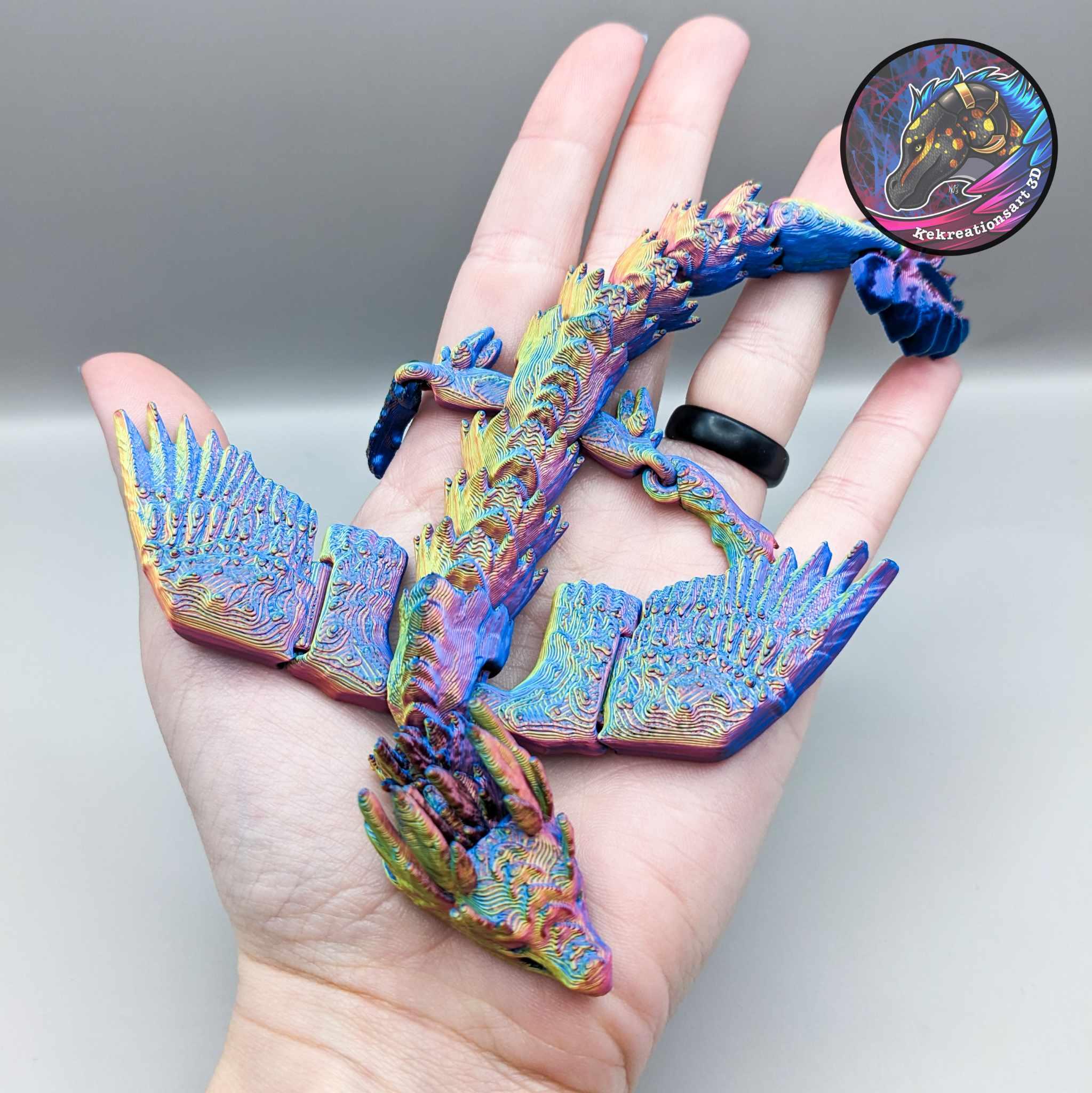 Baby Flexi Feather Dragon Keychain 3d model