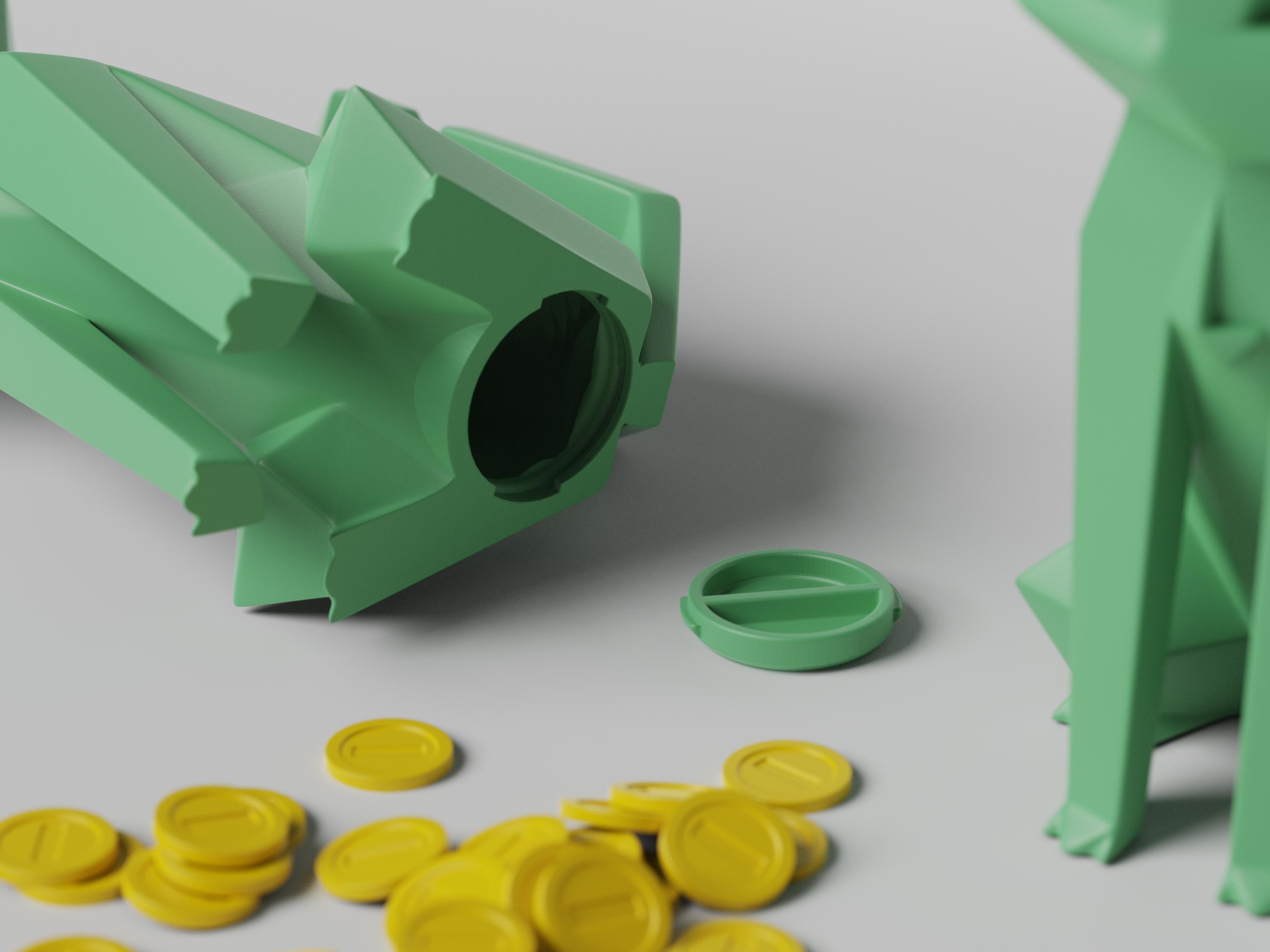 Low-poly Leafeon - Piggy Bank 3d model