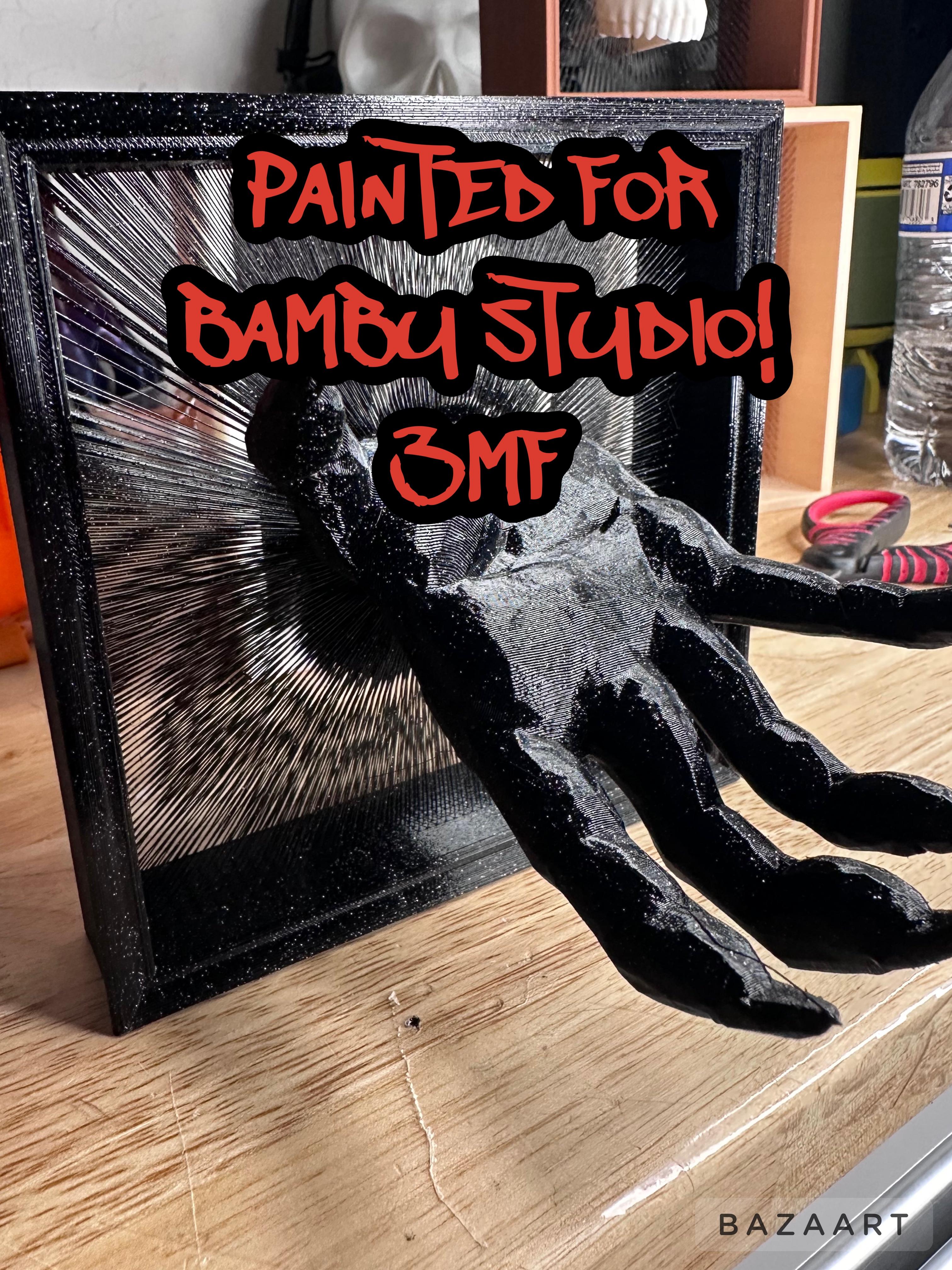 Spooky Demon Hand Tensegrity Shadow Box 3MF Painted  3d model