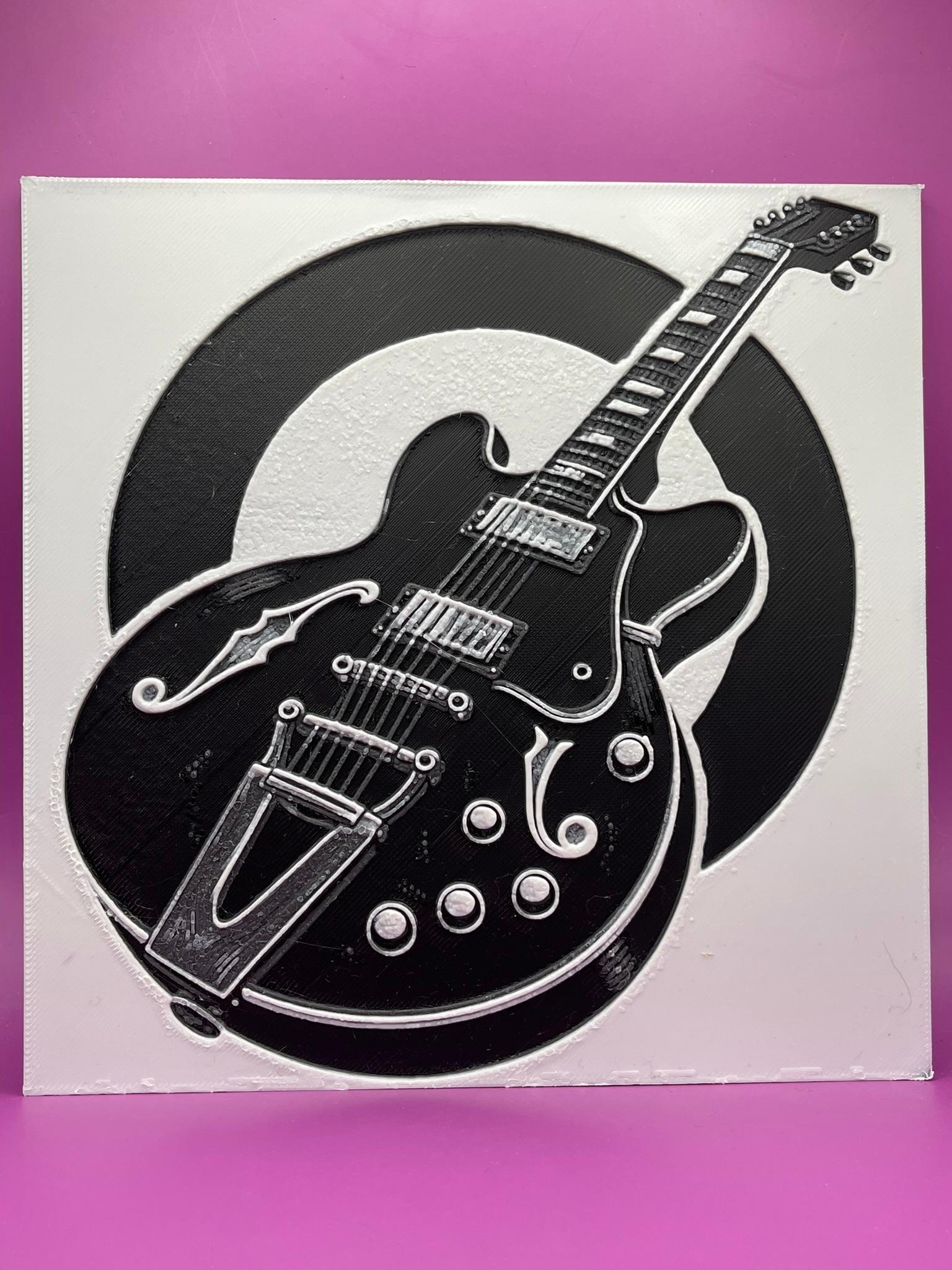 Gibson Guitar HueForge Woodblock Print Poster Art 3d model