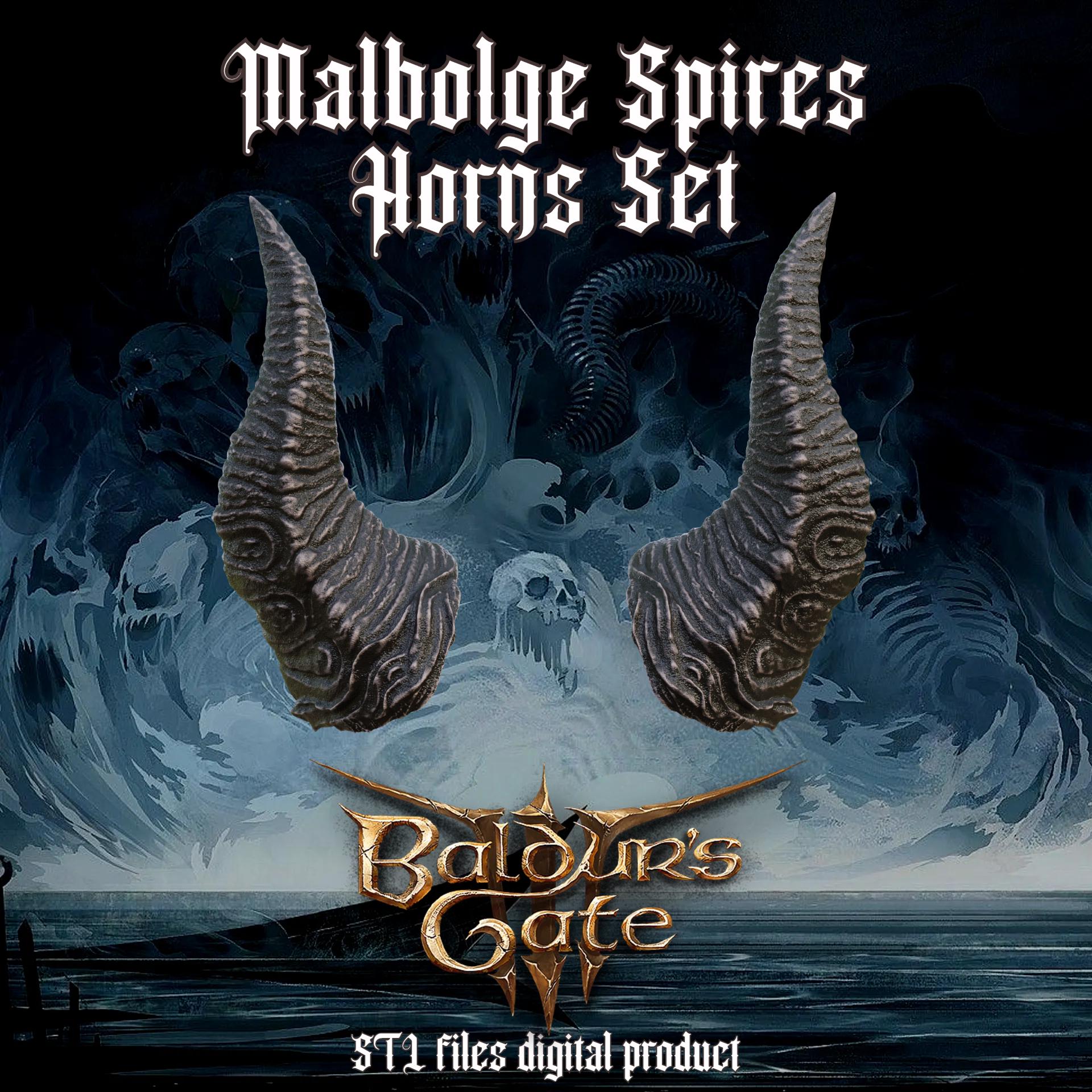 FANTASY MALBOLGE SPIRES HORNS SET BALDURS GATE 3 3d model