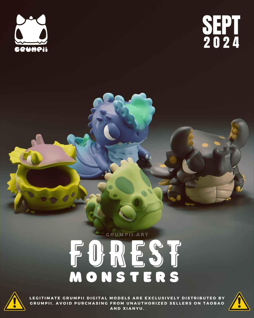 Grumpii 3D Printable Art Toy - 2024 September Release - Forest Monsters 3d model