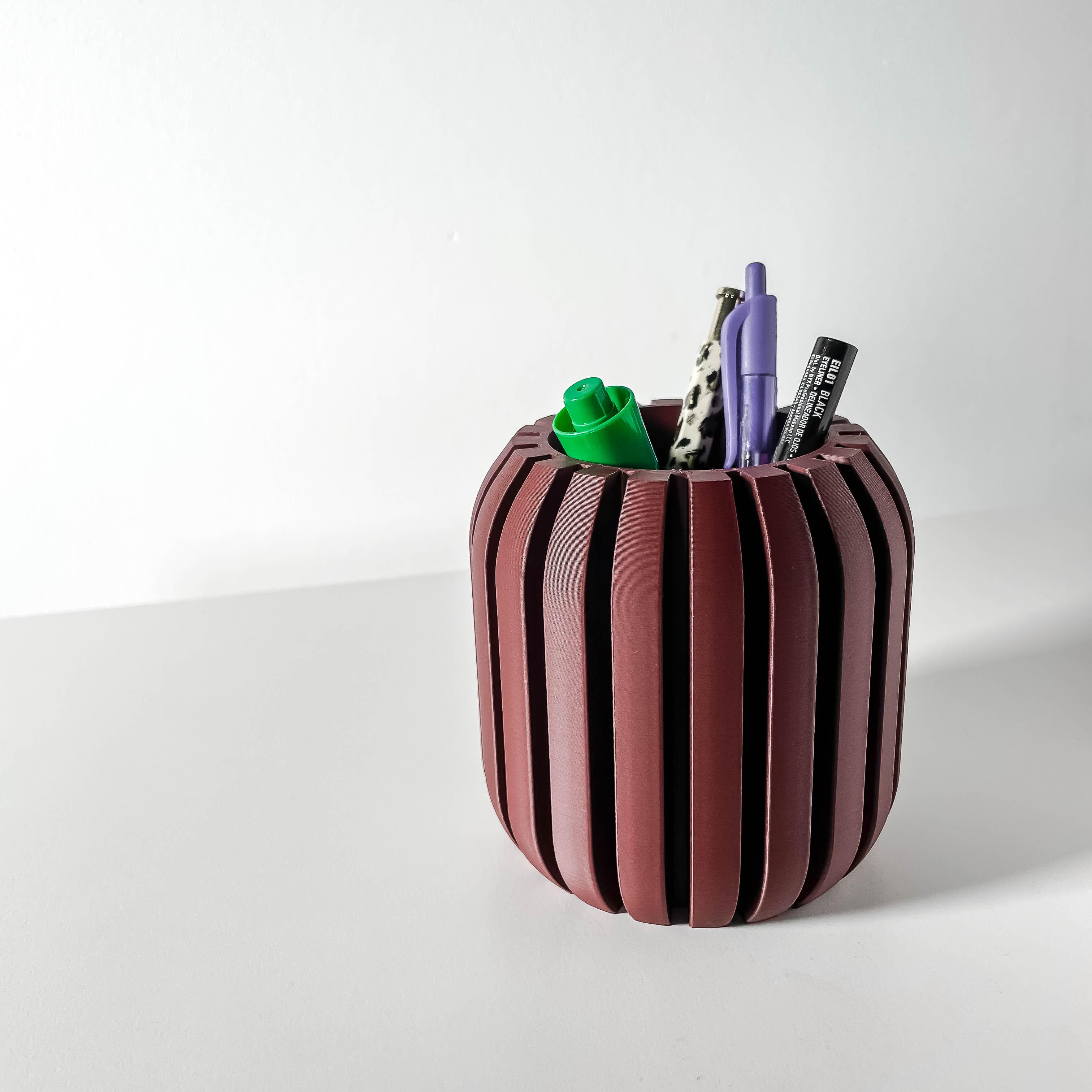 The Unra Pen Holder | Desk Organizer and Pencil Cup Holder | Modern Office and Home Decor 3d model