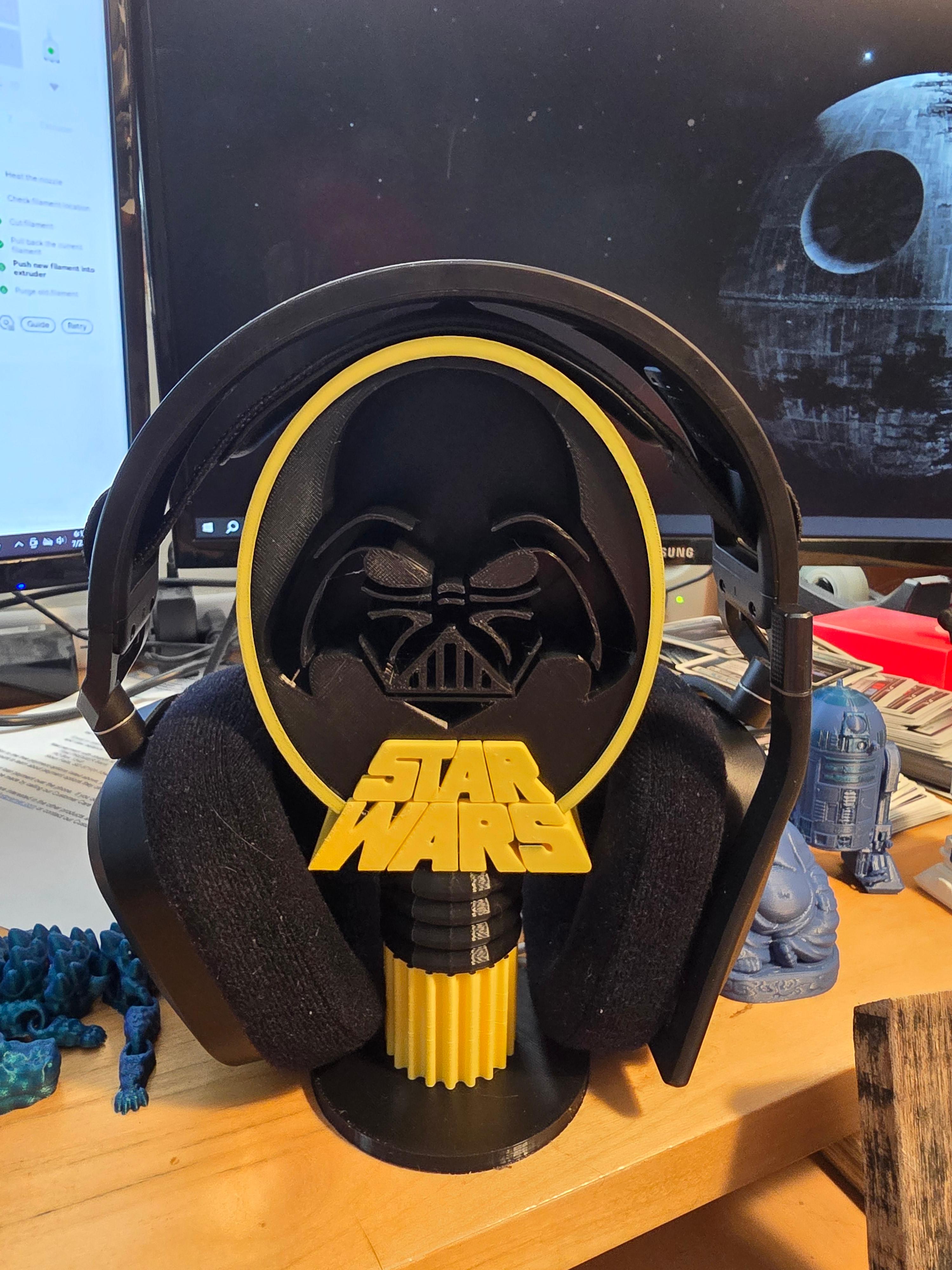 Star Wars Darth Vader Headphone Stand - Just what I needed for my headphones, and totally in my theme. Zyltech Glossy Black and PolyTerra Savannah Yellow. - 3d model
