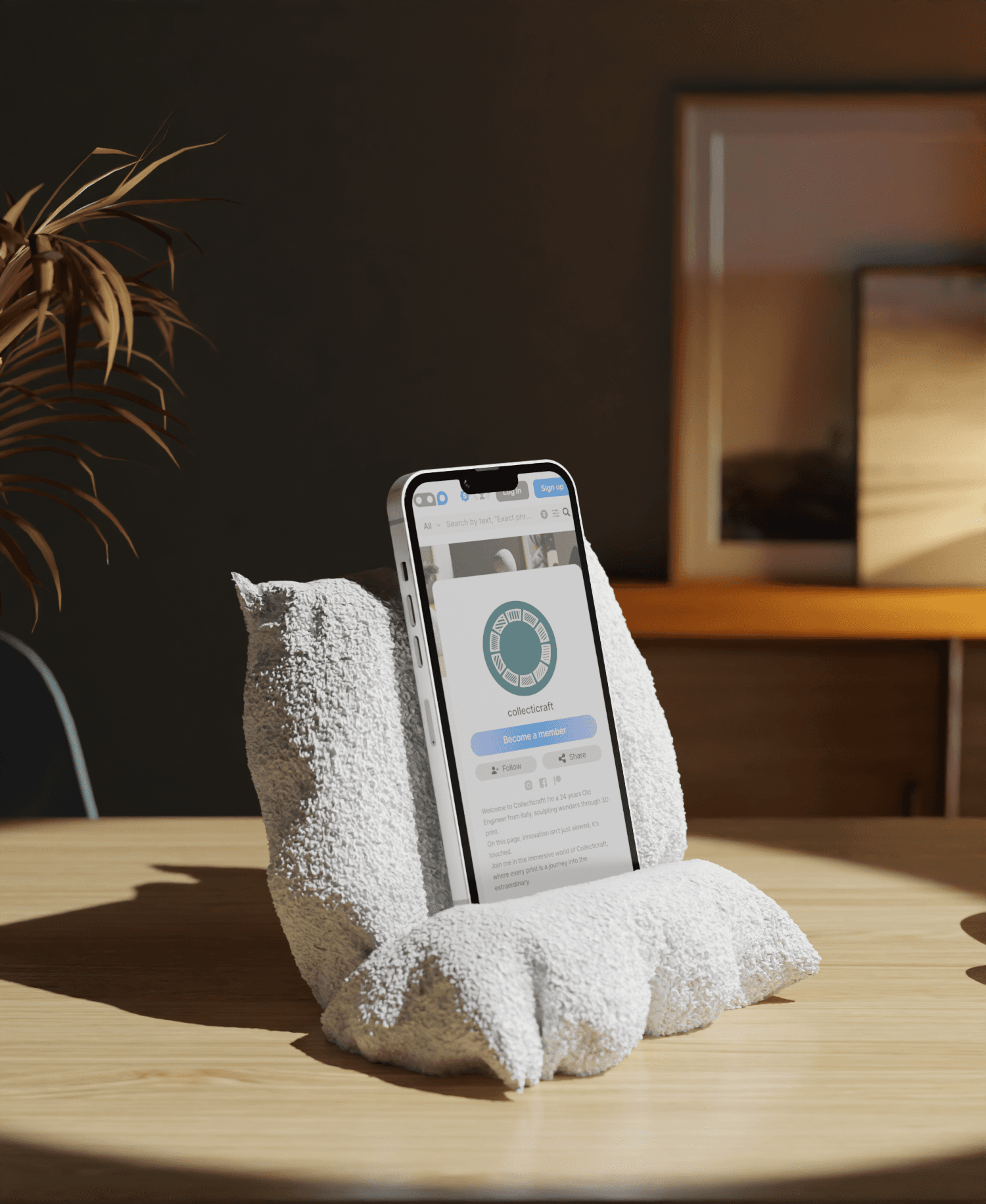Pillow Smartphone Holder Concrete Texture 3d model