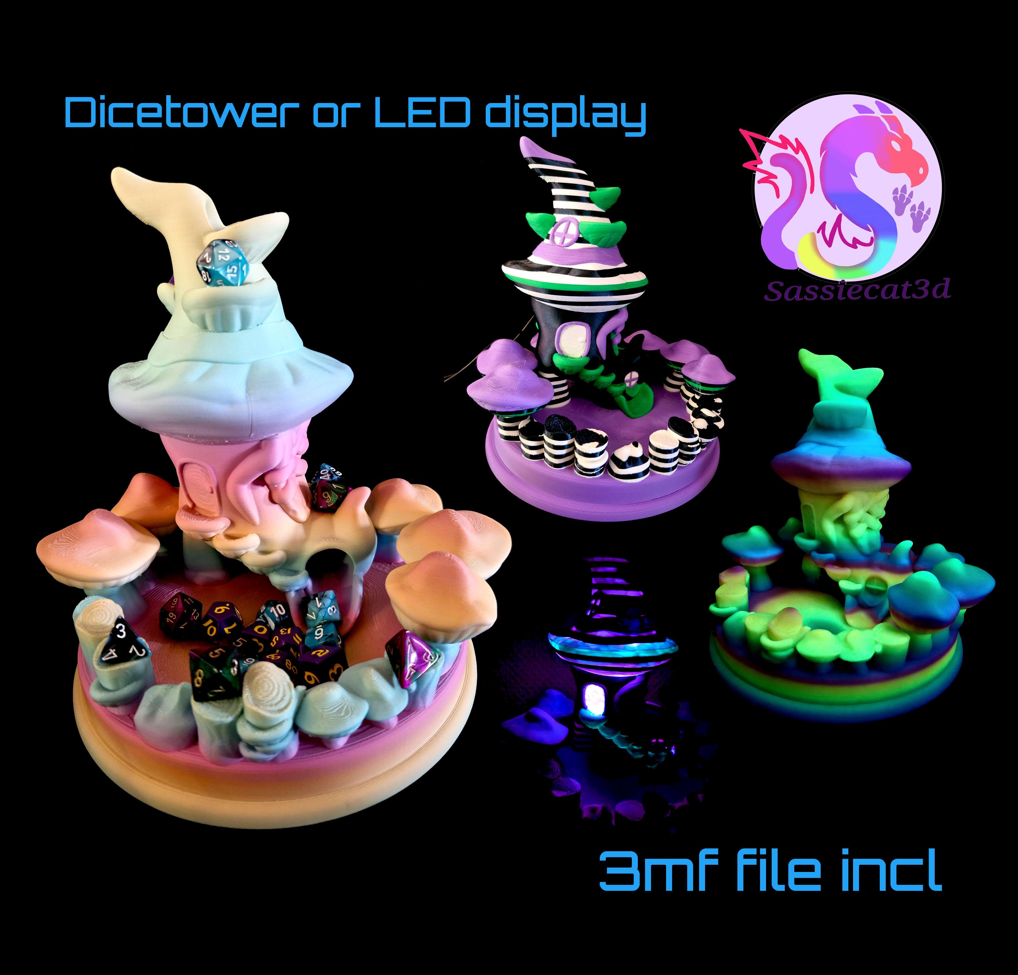 Witches Shoe Dicetower and LED display *Personal Use* 3d model