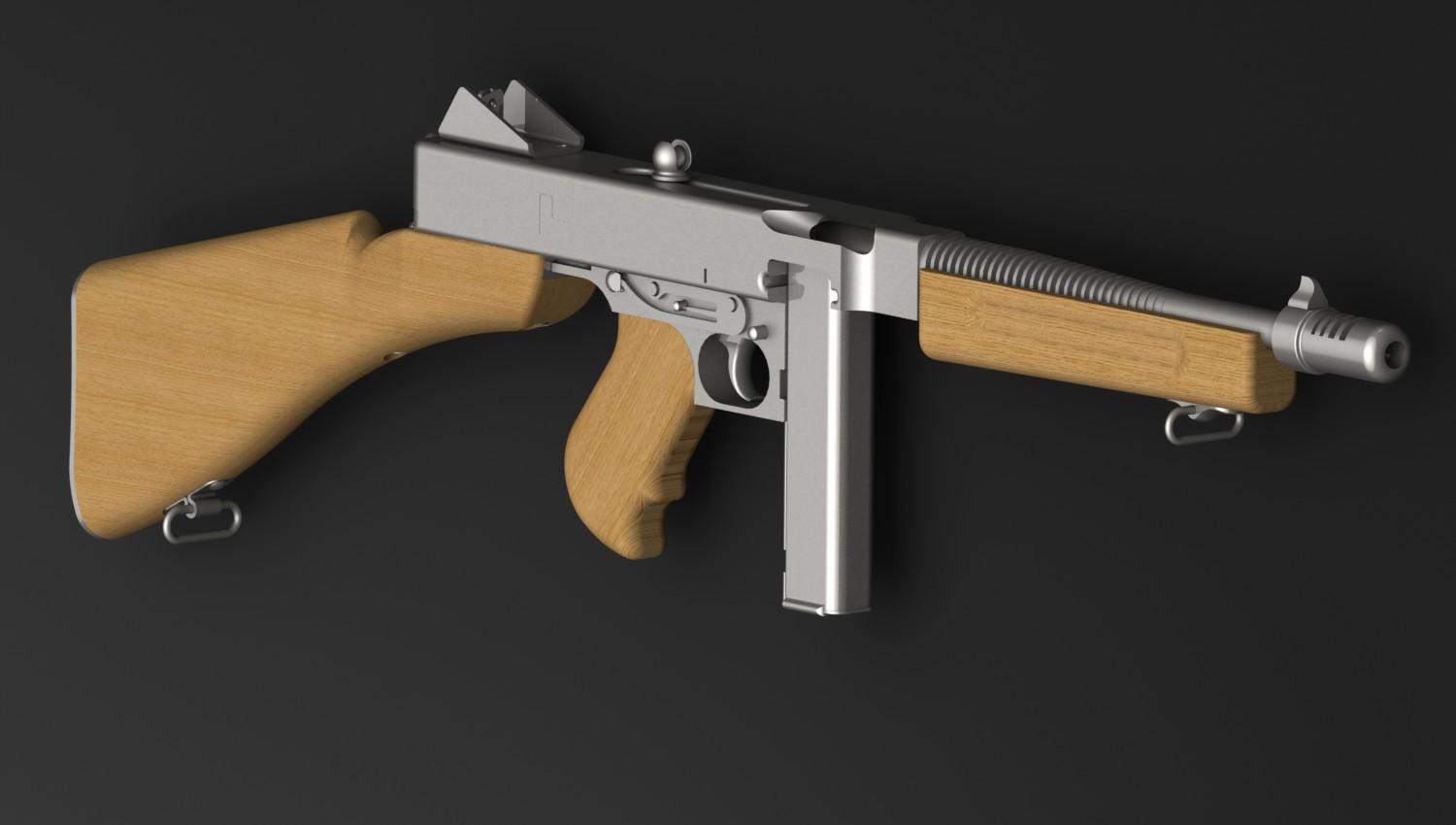 Thompson 1928 Sub-Machine Gun - Functional Assembly 3d model