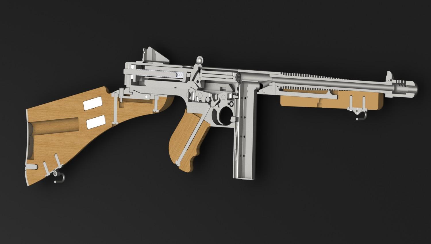 Thompson 1928 Sub-Machine Gun - Functional Assembly 3d model