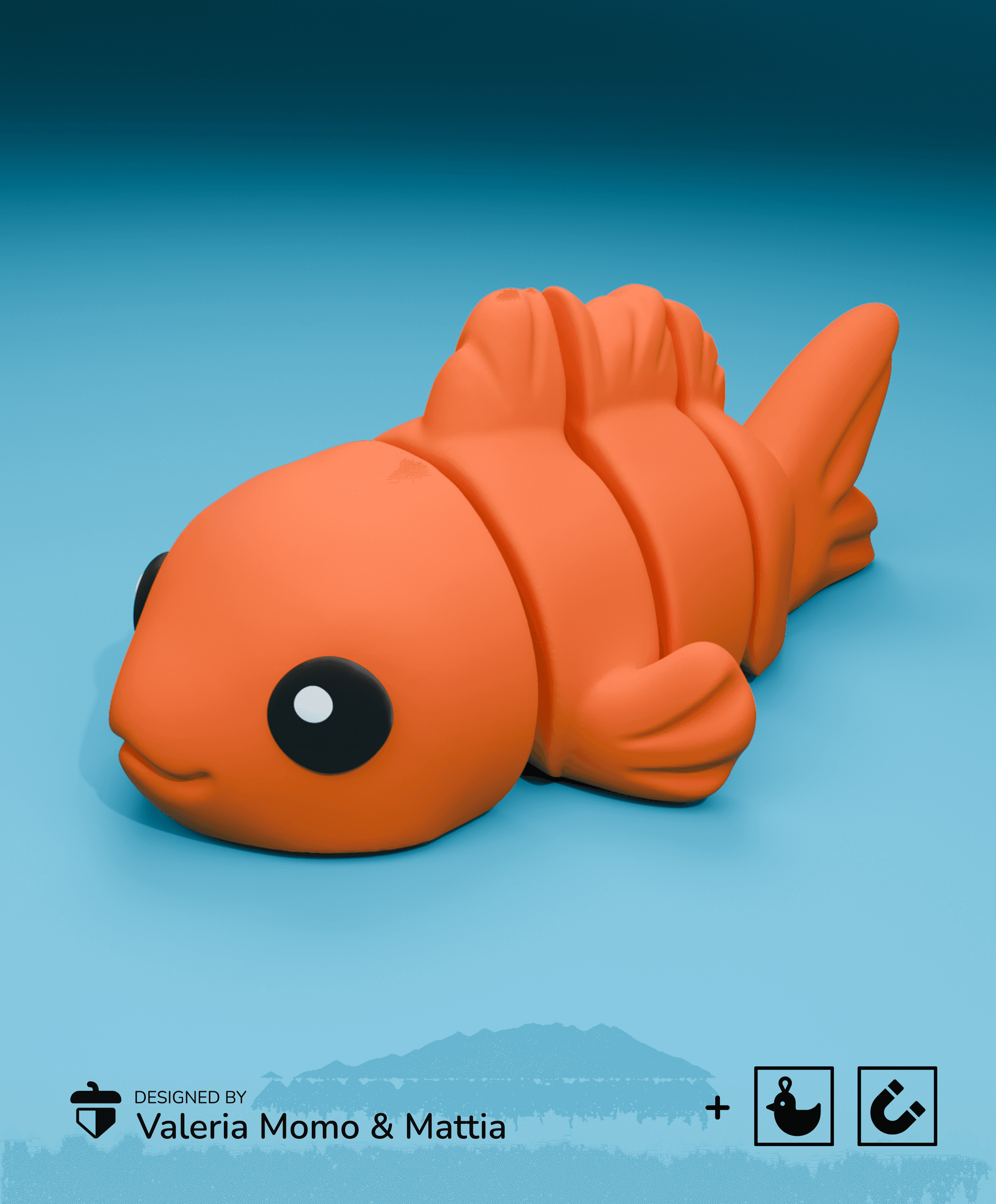 Cute Flexi Goldfish (Toy, Keych. & Magnet) 3d model