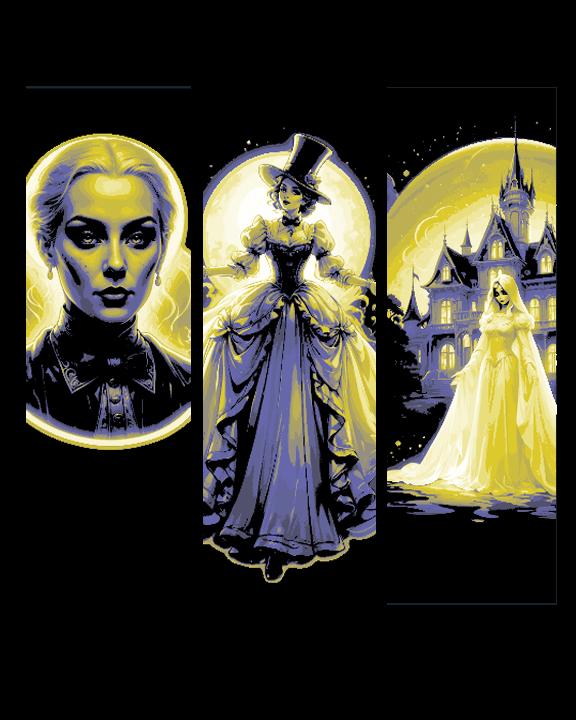 Disney style depiction of a Lady Ghost and a Haunted Mansion - Set of 3 Bookmarks 3d model