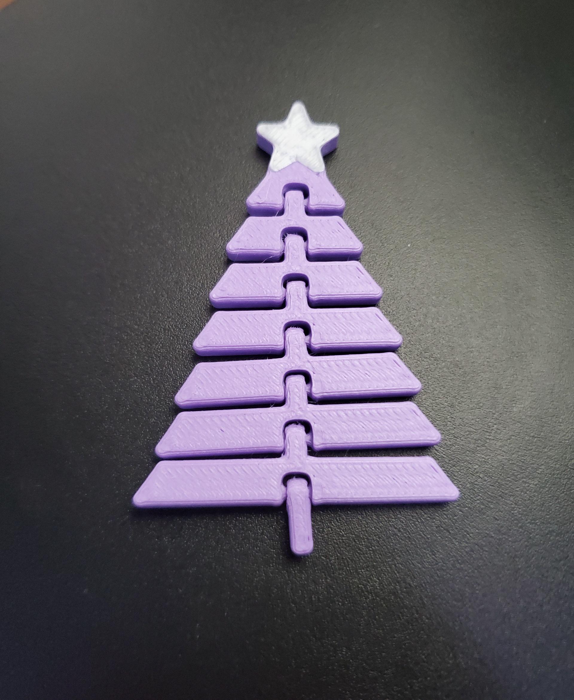 Articulated Christmas Tree with Star - Print in place fidget toy - 3mf - polyterra lavender  - 3d model
