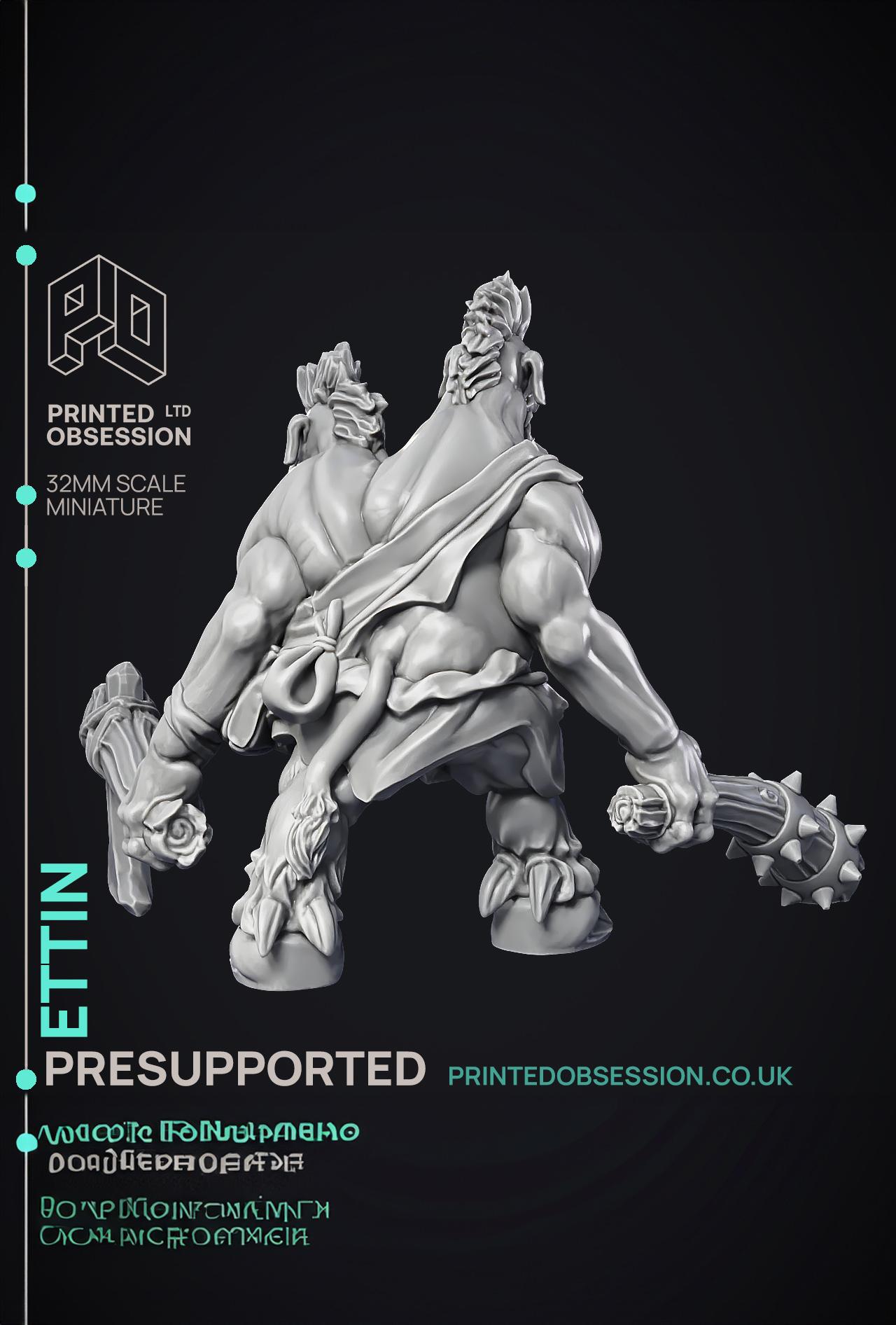 Ettin - Giant Creature - PRESUPPORTED - 32mm scale  3d model