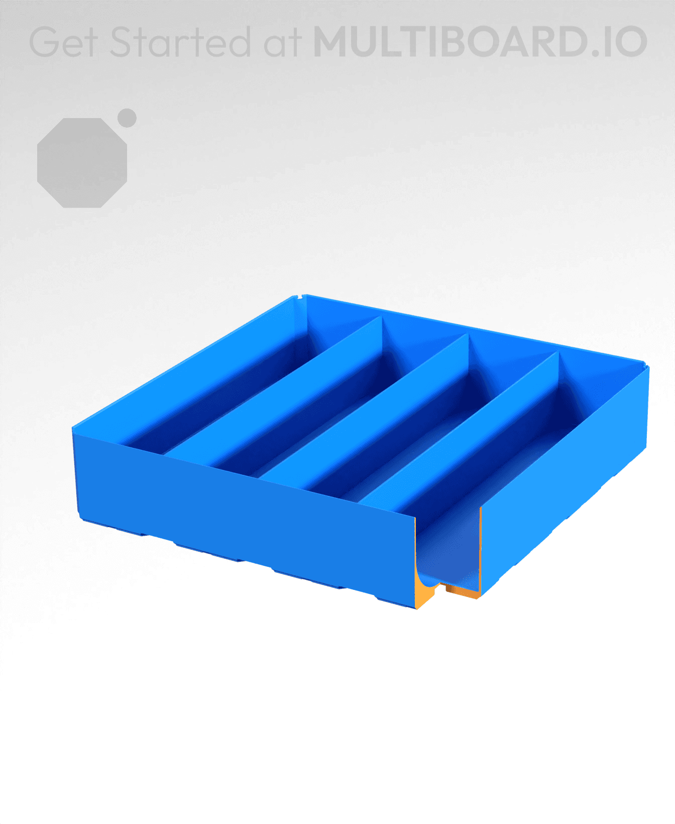 4x4x1 - Curved - Divided Bin - Multibin Insert 3d model