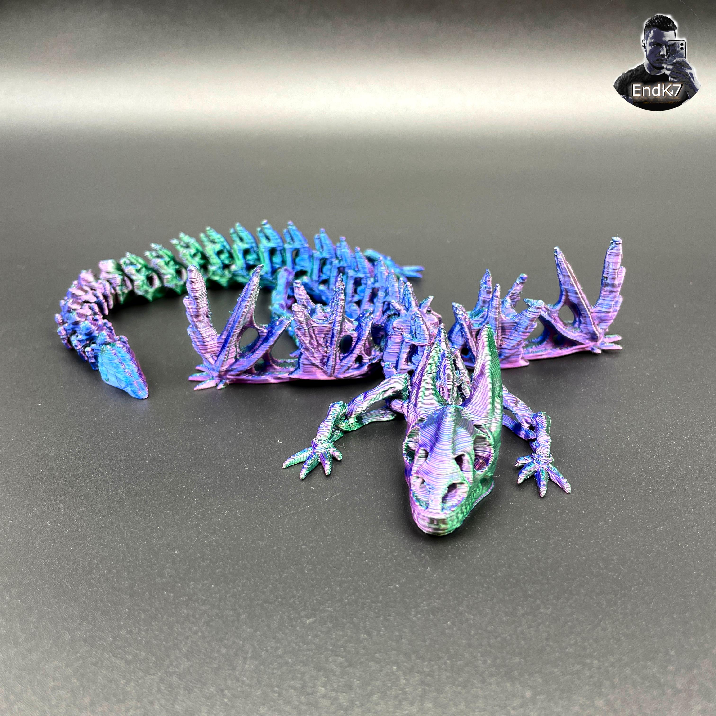 Big Skeleton Dragon - Winged  - Articulated - Flexi - Print in Place - No Supports - Fantasy - Multi 3d model