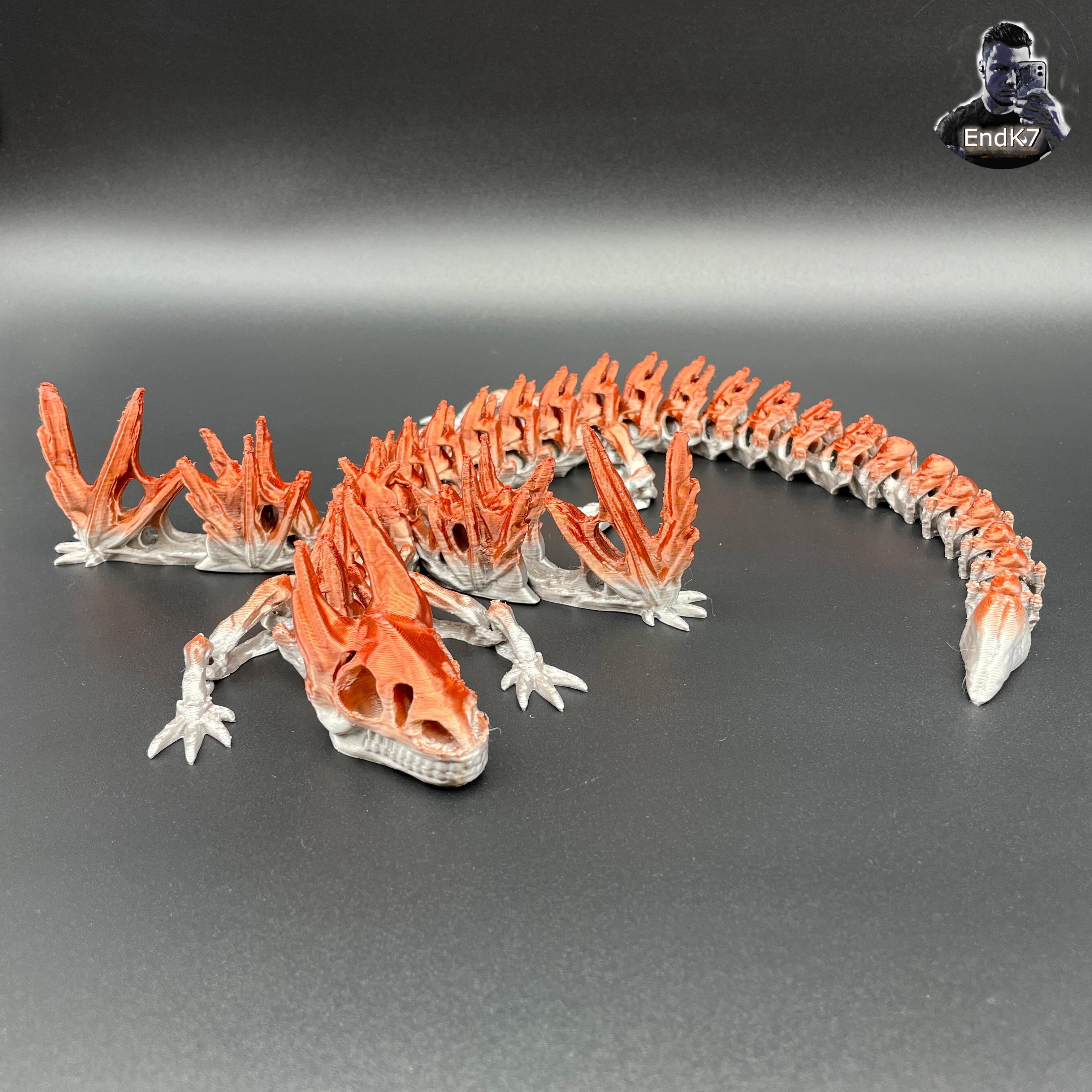 Big Skeleton Dragon - Winged  - Articulated - Flexi - Print in Place - No Supports - Fantasy - Multi 3d model