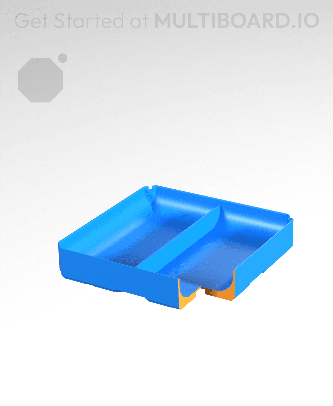 2x2x0.5 - Full Curved - Divided Bin - Multibin Insert 3d model