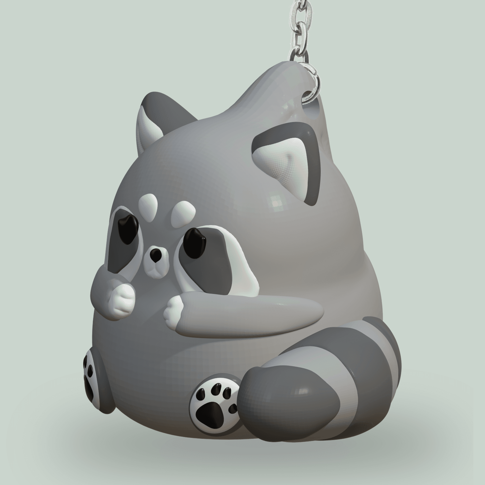 Cute Racoon Keychain 3d model