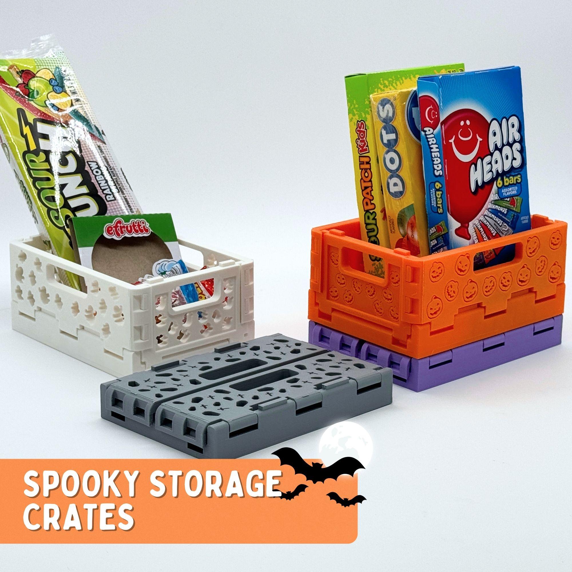 3D Printable Storage Crate Spooky Crates (4 Different Patterns) 3d model