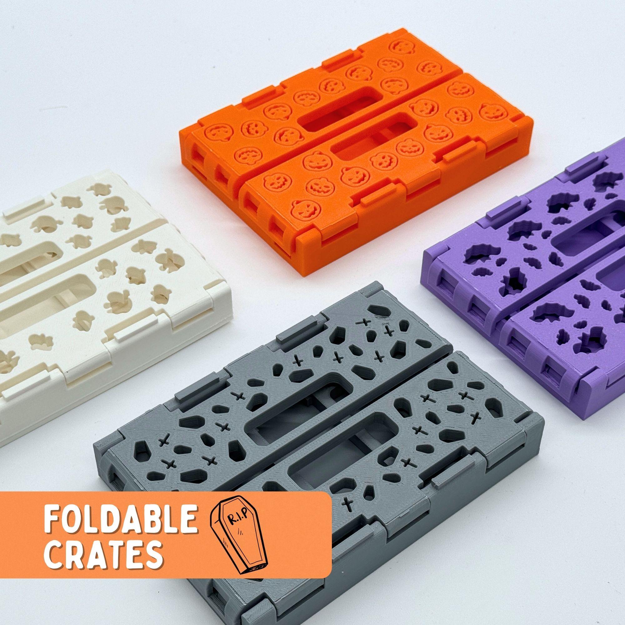 3D Printable Storage Crate Spooky Crates (4 Different Patterns) 3d model