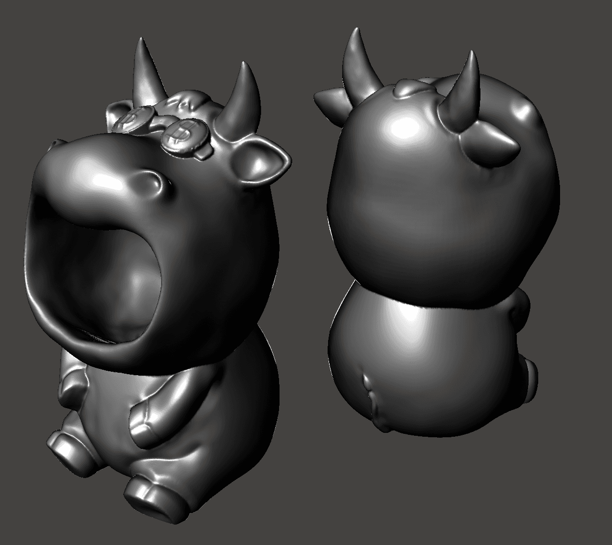 Cute Big Mouth Cow Keys Bowls 3d model