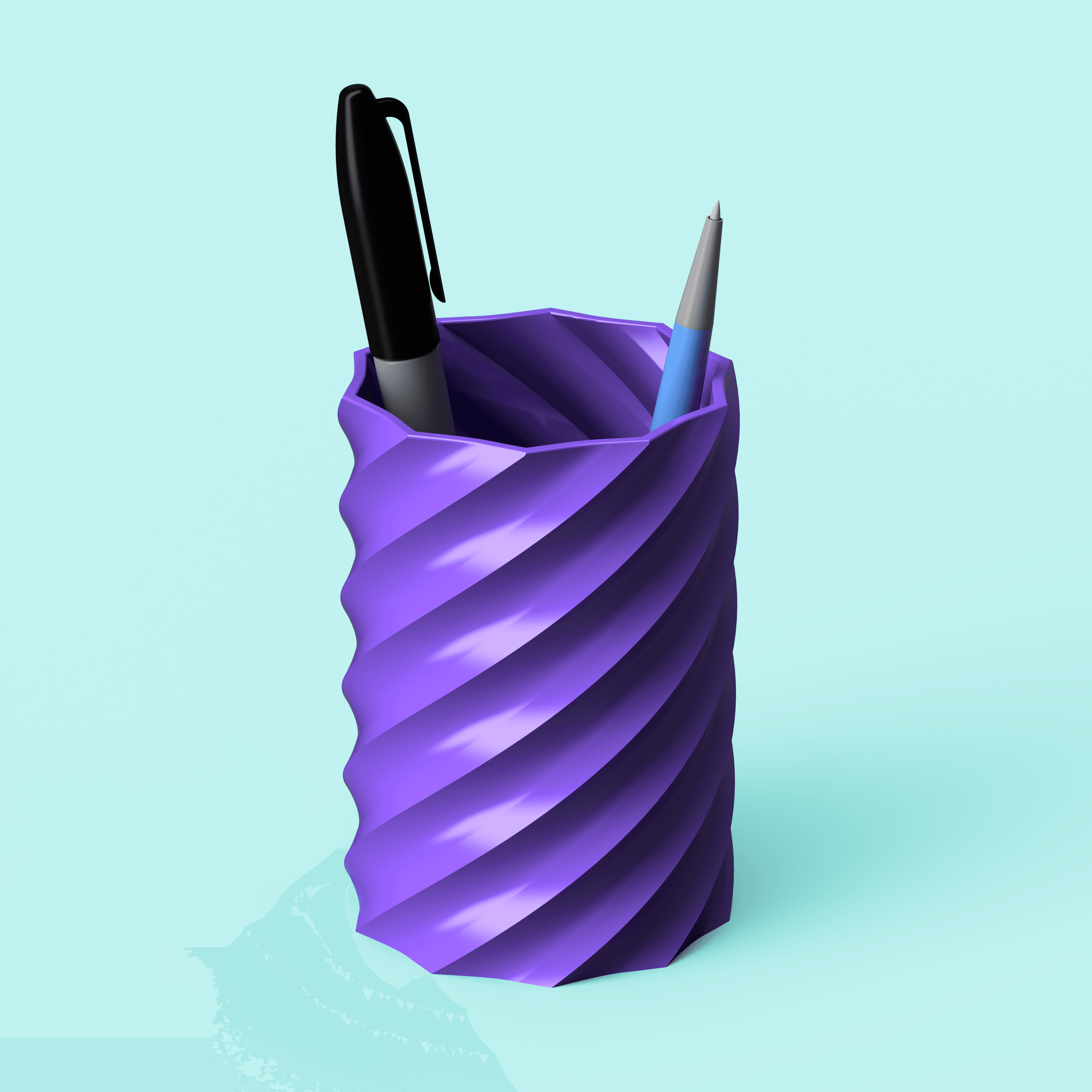 Twisted Spiral Pen Cup 3d model