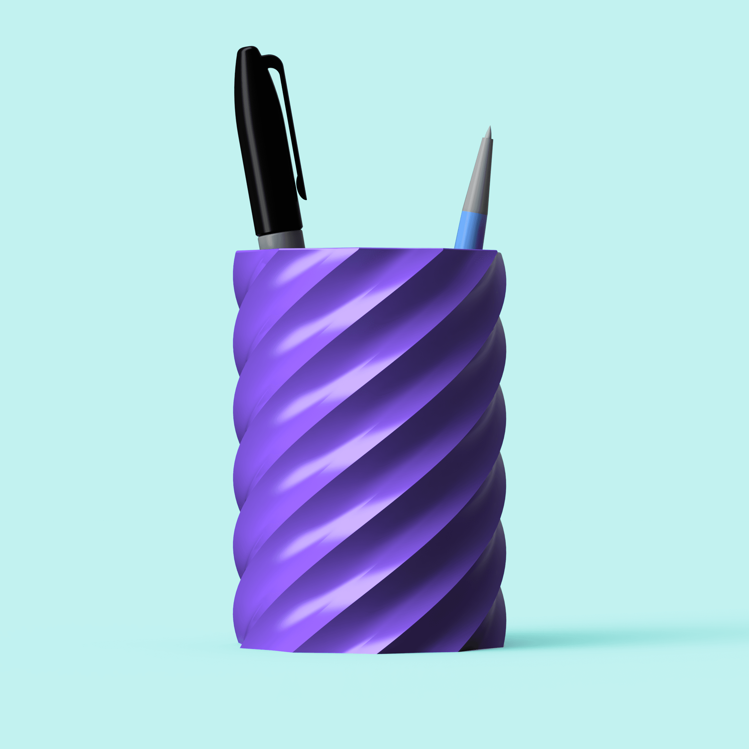 Twisted Spiral Pen Cup 3d model