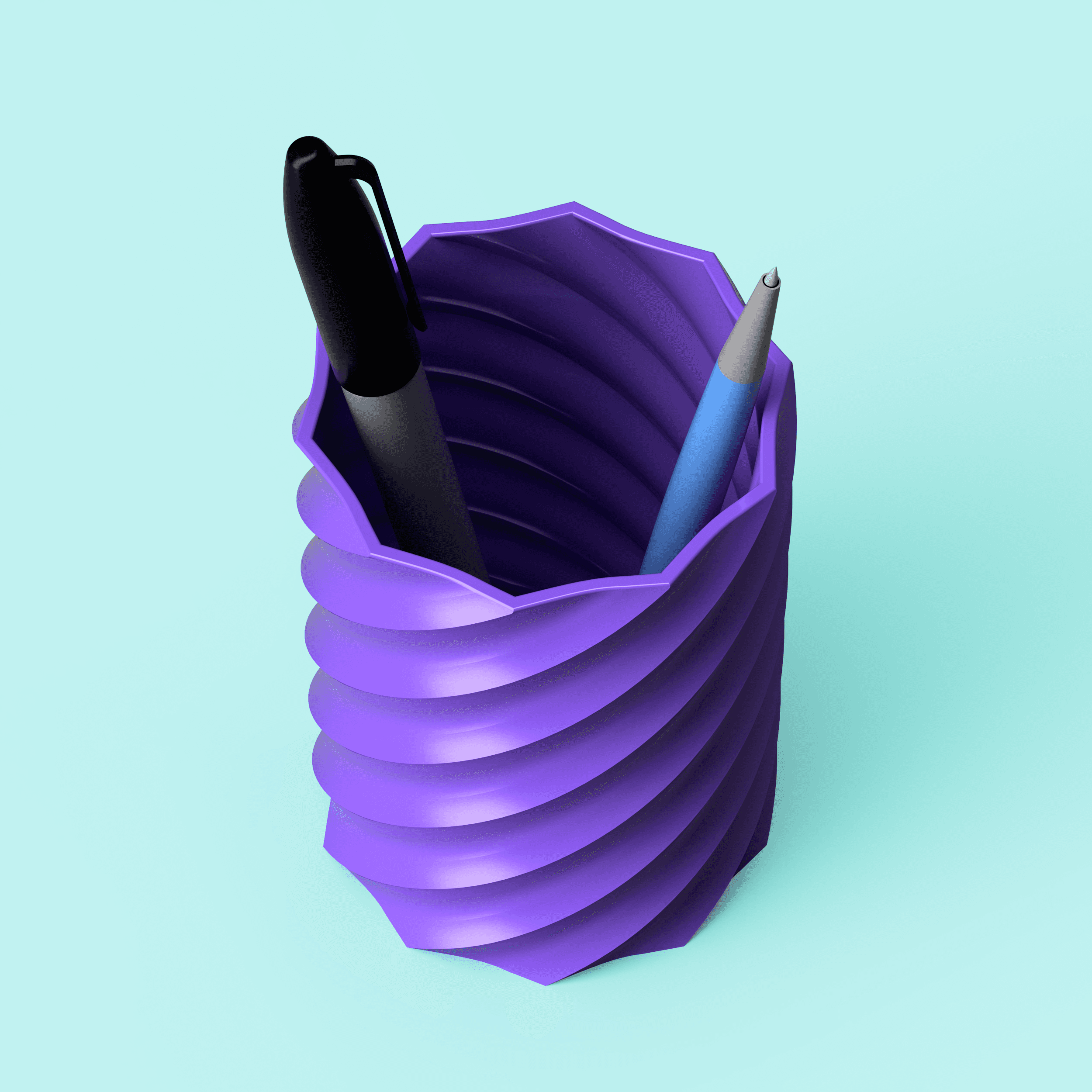 Twisted Spiral Pen Cup 3d model