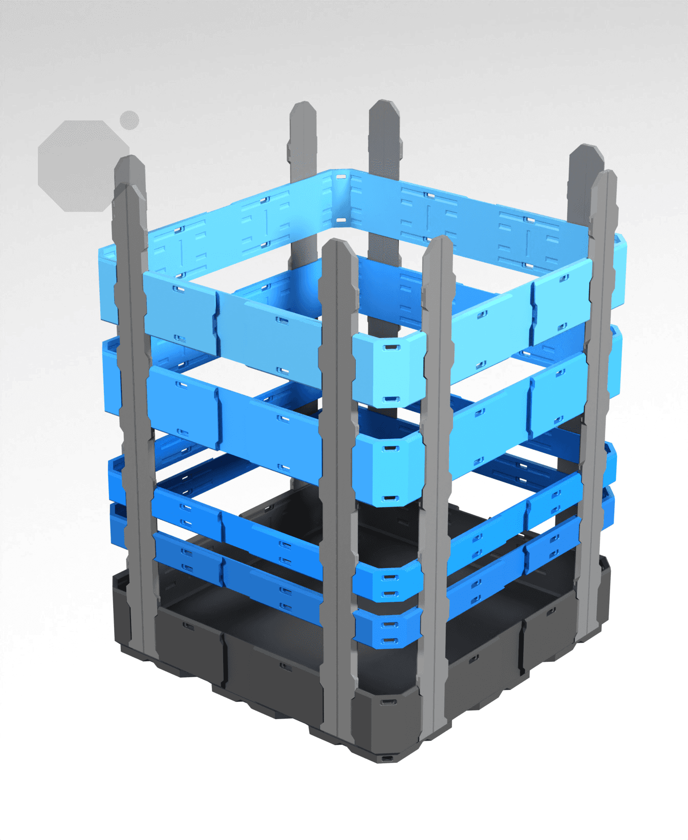 4x1x0.5 - Shell Center - Multibin Shell Ring 3d model